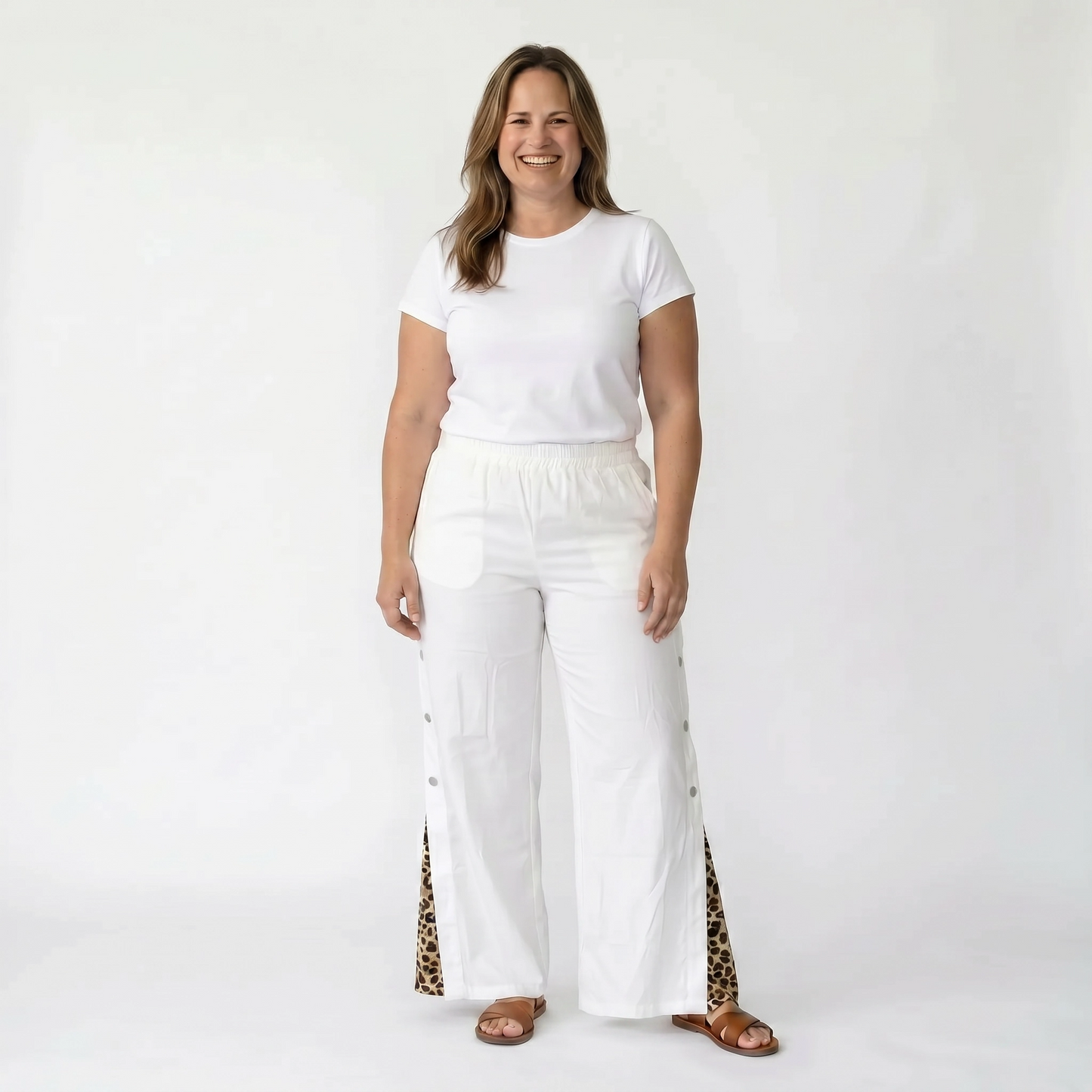 Paw Drazzel Boutique Women's High-Waisted, Straight-leg, Button-up, Front Zipper/No Zipper, Side Pocket, Gallega Pants