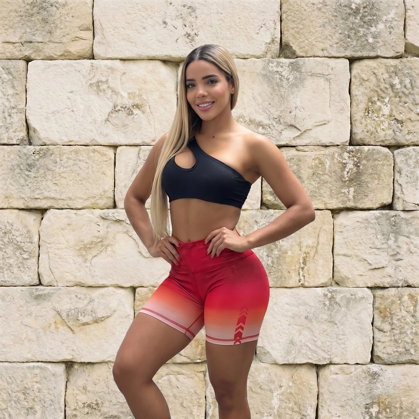 Paw Drazzel Boutique Women's Athletic Wear, One piece, Short-Leg, High Waist, Printed Workout Shorts