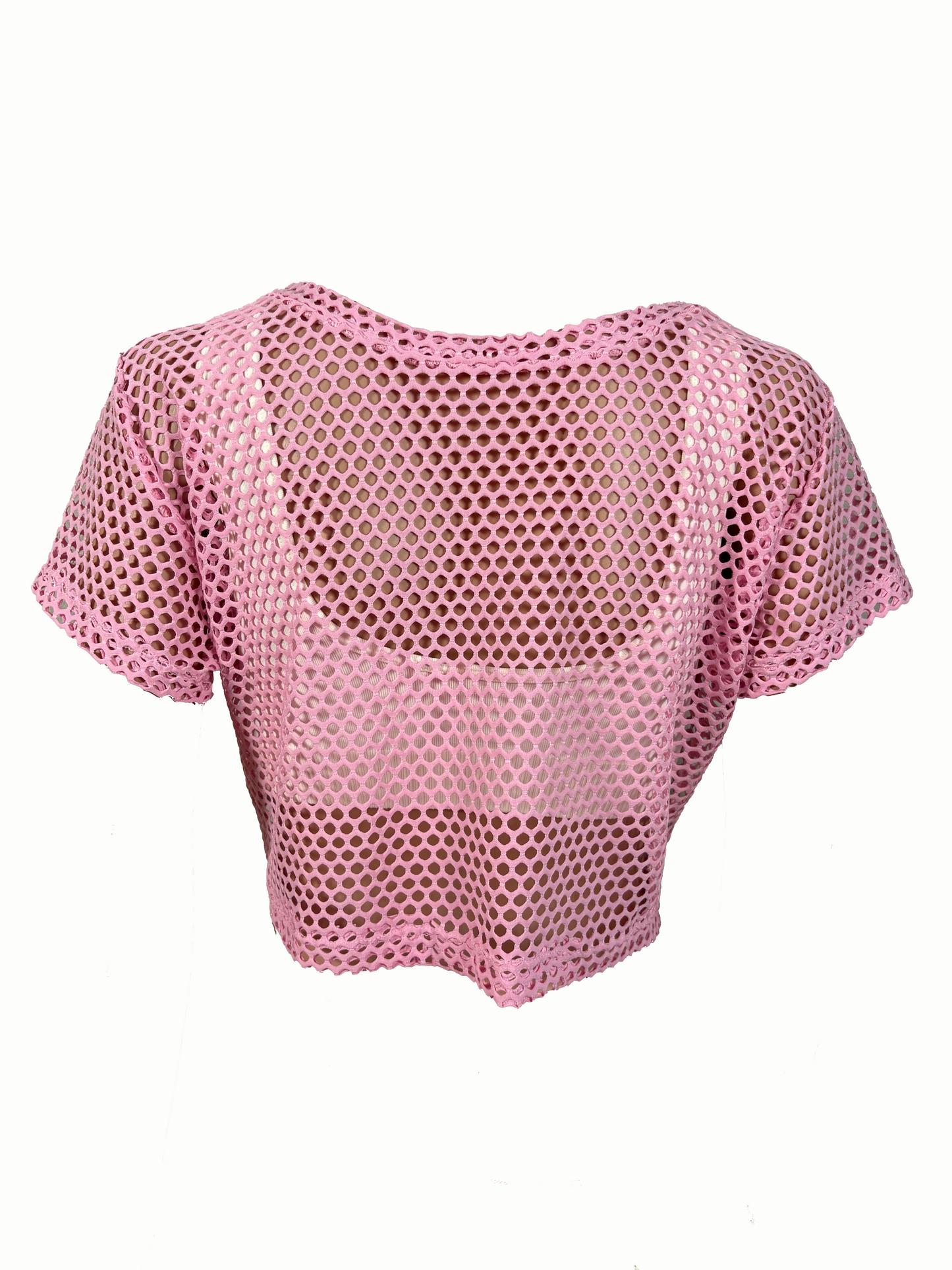 Paw Drazzel Boutique Women's Athletic Wear, Short Sleeve, Wide Neck, Open Sheer Crop Top