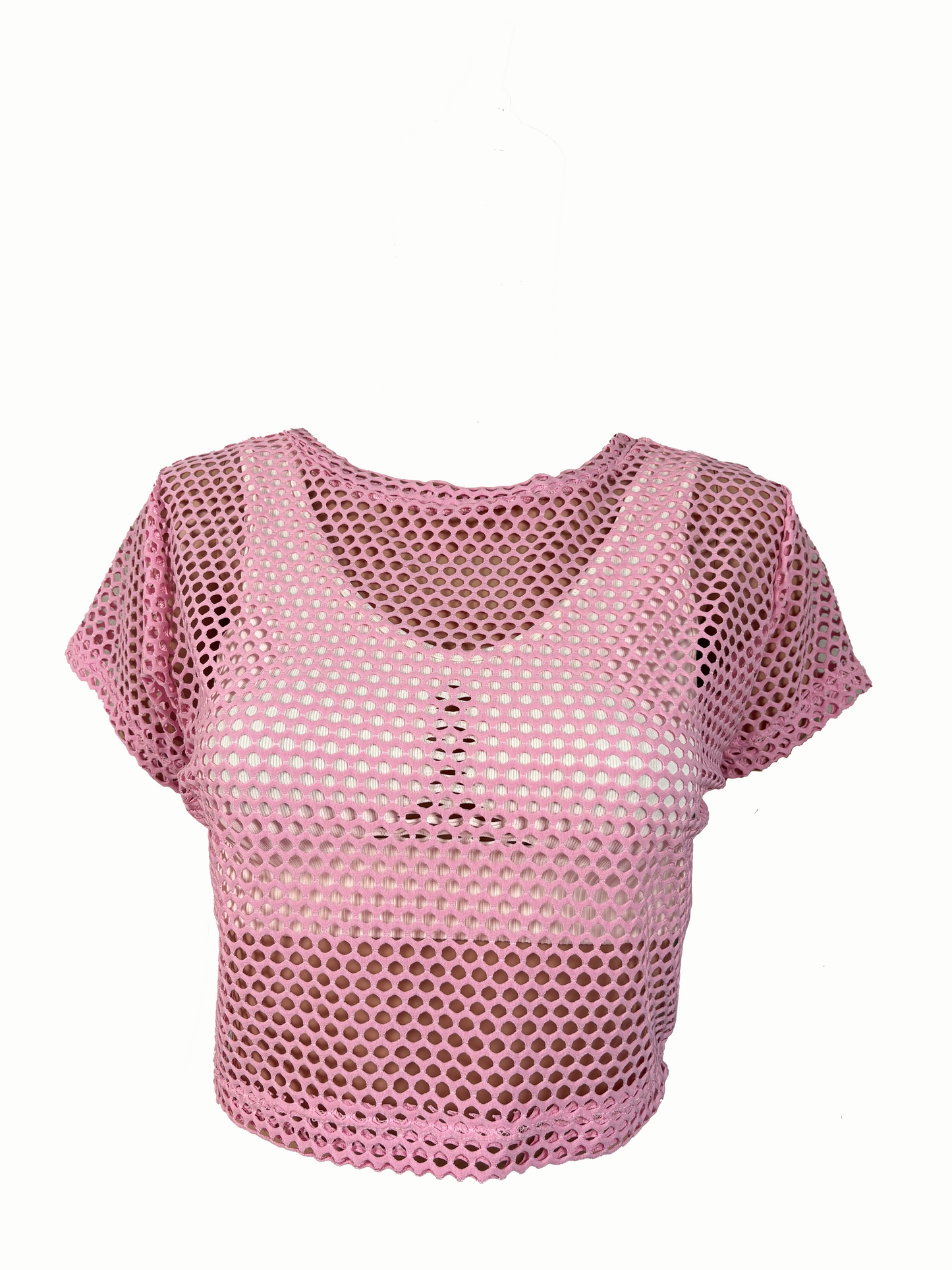 Paw Drazzel Boutique Women's Athletic Wear, Short Sleeve, Wide Neck, Open Sheer Crop Top