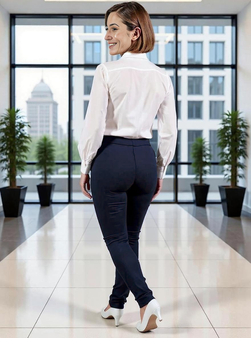 Paw Drazzel Boutique Women's High-Waisted, Slim Fit, Clean Front, Ankle Dress Pants