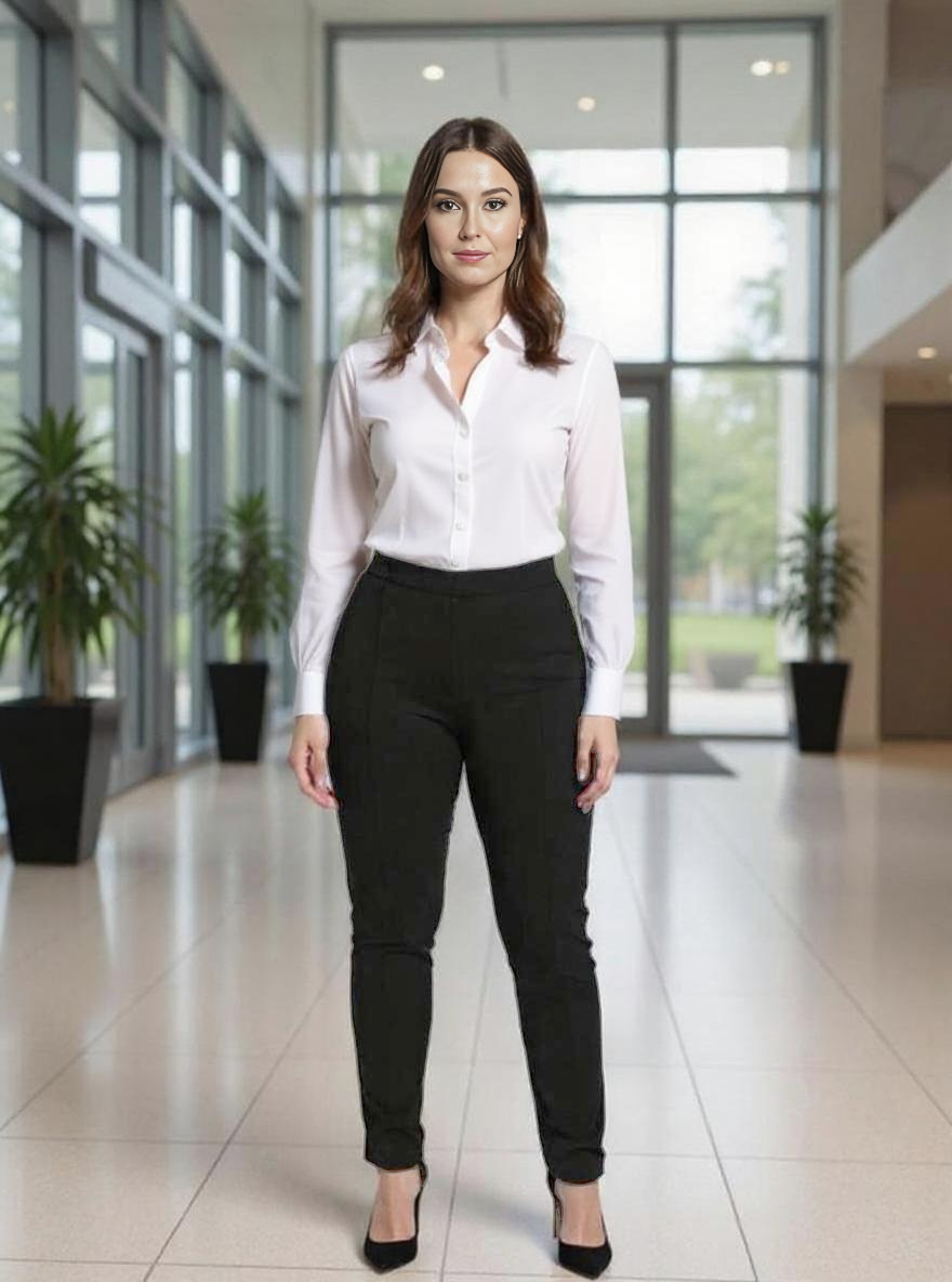 Paw Drazzel Boutique Women's High-Waisted, Slim Fit, Clean Front, Ankle Dress Pants