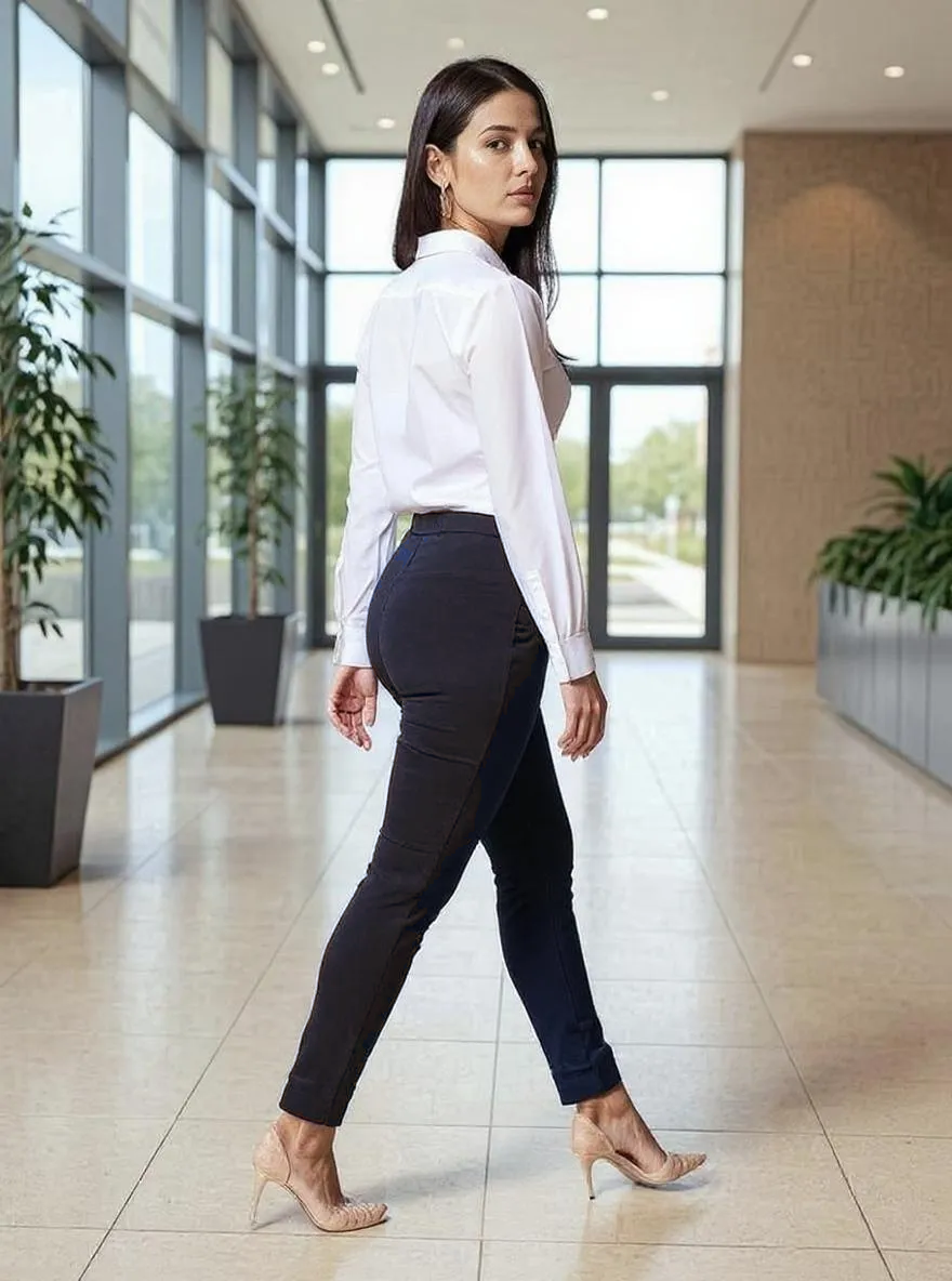 Paw Drazzel Boutique Women's High-Waisted, Slim Fit, Clean Front, Ankle Dress Pants