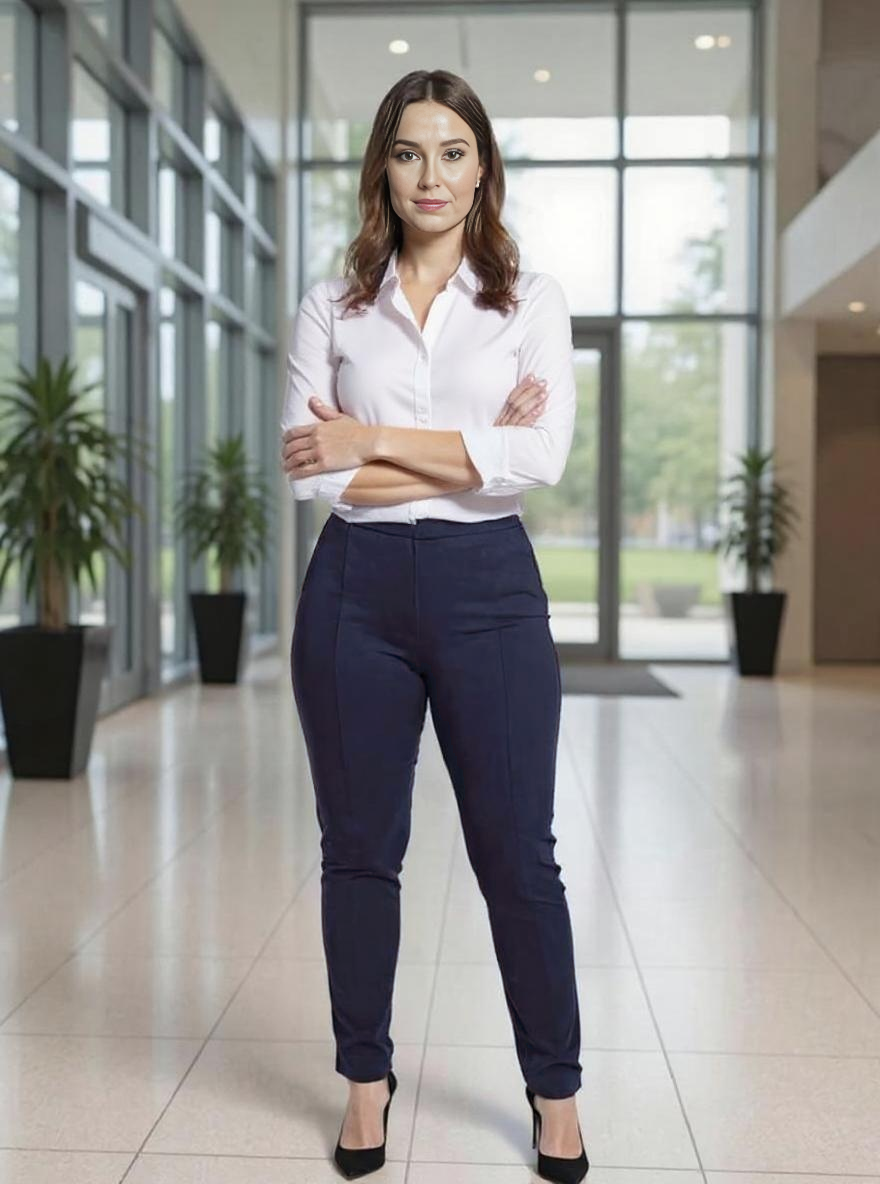 Paw Drazzel Boutique Women's High-Waisted, Slim Fit, Clean Front, Ankle Dress Pants