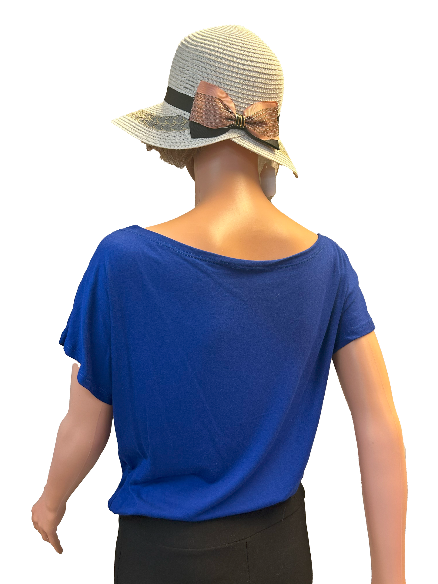 Paw Drazzel Boutique Women's Casualwear, Open Shoulder, Short Sleeve, Round Wide Neck Blouse