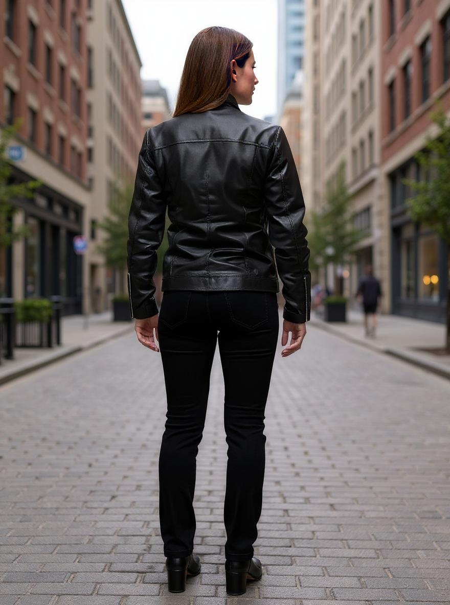 Paw Drazzel Boutique Women's Waist Belted, Silver Hardware, Asymmetrical Front Zipper, Black Moto Napa Leather Jacket