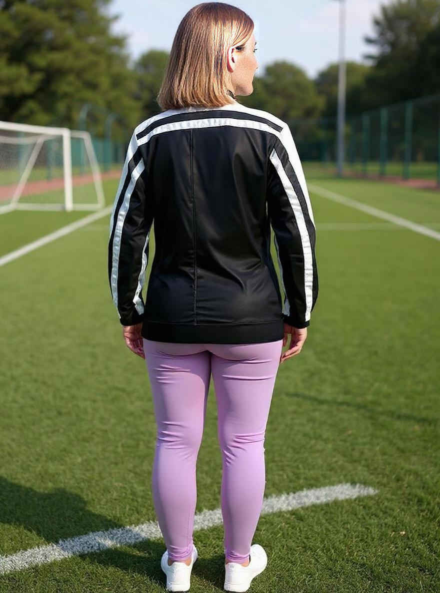 Paw Drazzel Boutique Women's Black and White, Starred, Zip-up, Goatskin, Cafe Racer Jacket