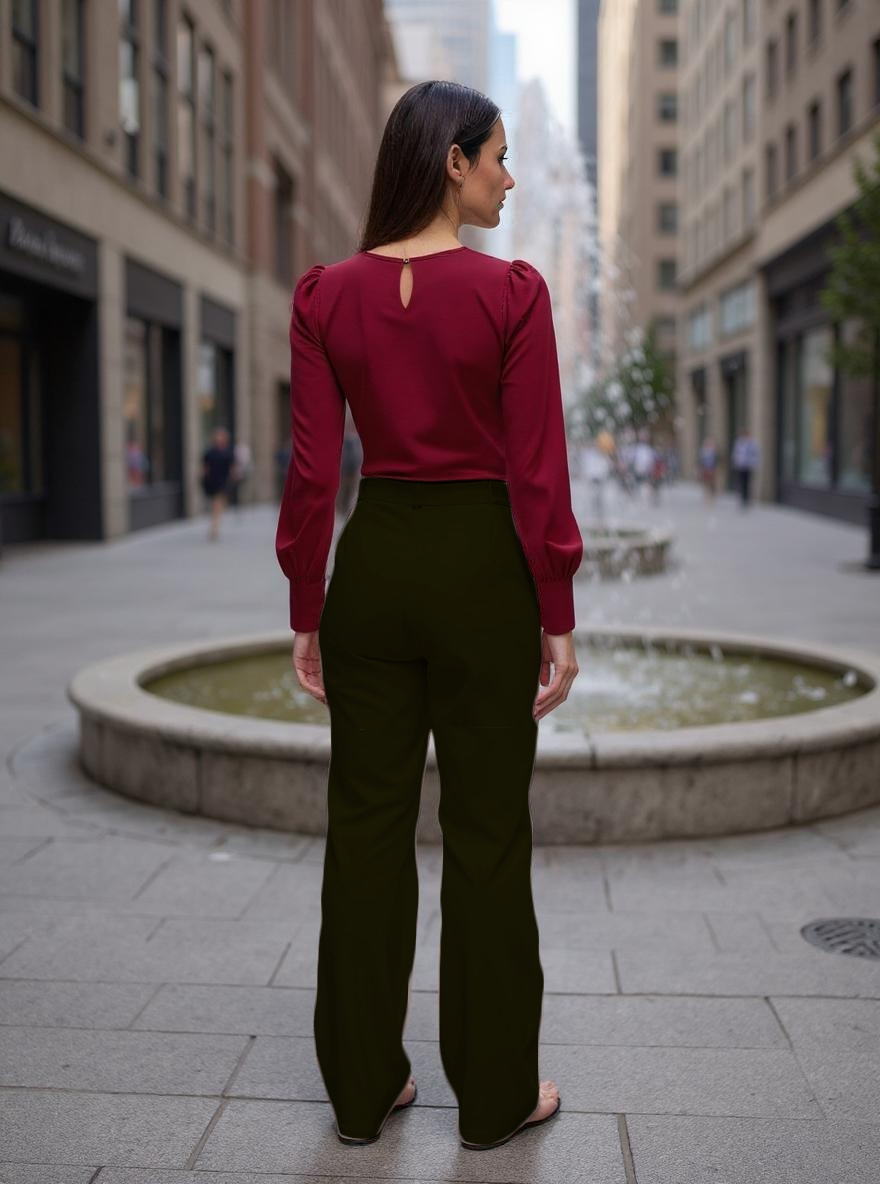 Paw Drazzel Boutique Women's High-Waisted, Wide-Leg Cut, Utility Dress Pants