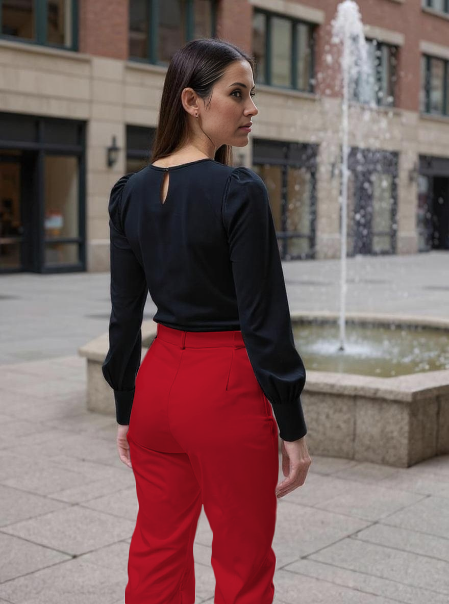 Paw Drazzel Boutique Women's High-Waisted, Wide-Leg Cut, Utility Dress Pants