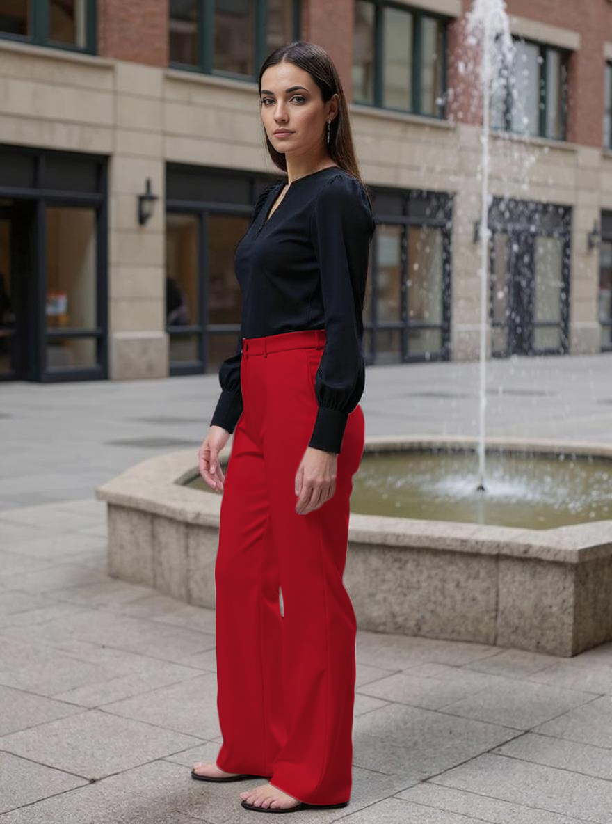 Paw Drazzel Boutique Women's High-Waisted, Wide-Leg Cut, Utility Dress Pants