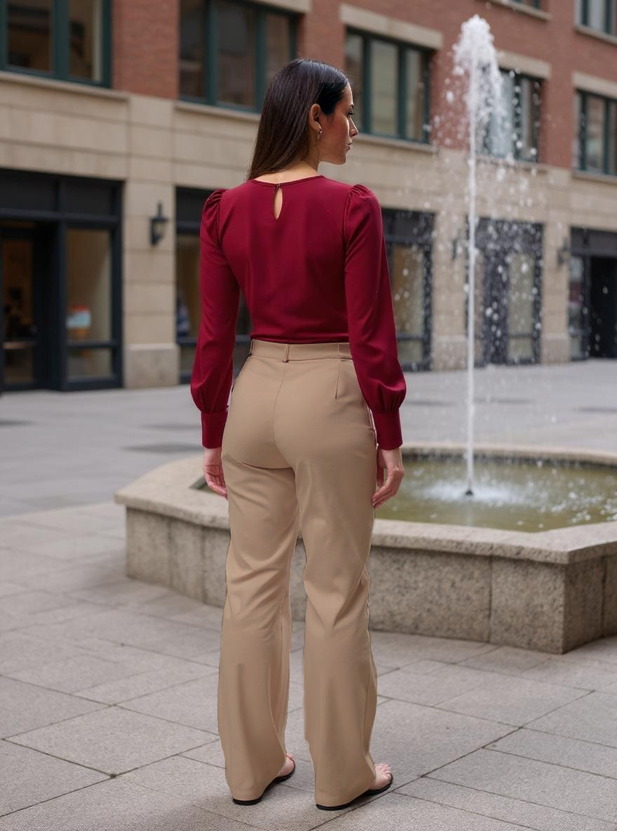 Paw Drazzel Boutique Women's High-Waisted, Wide-Leg Cut, Utility Dress Pants