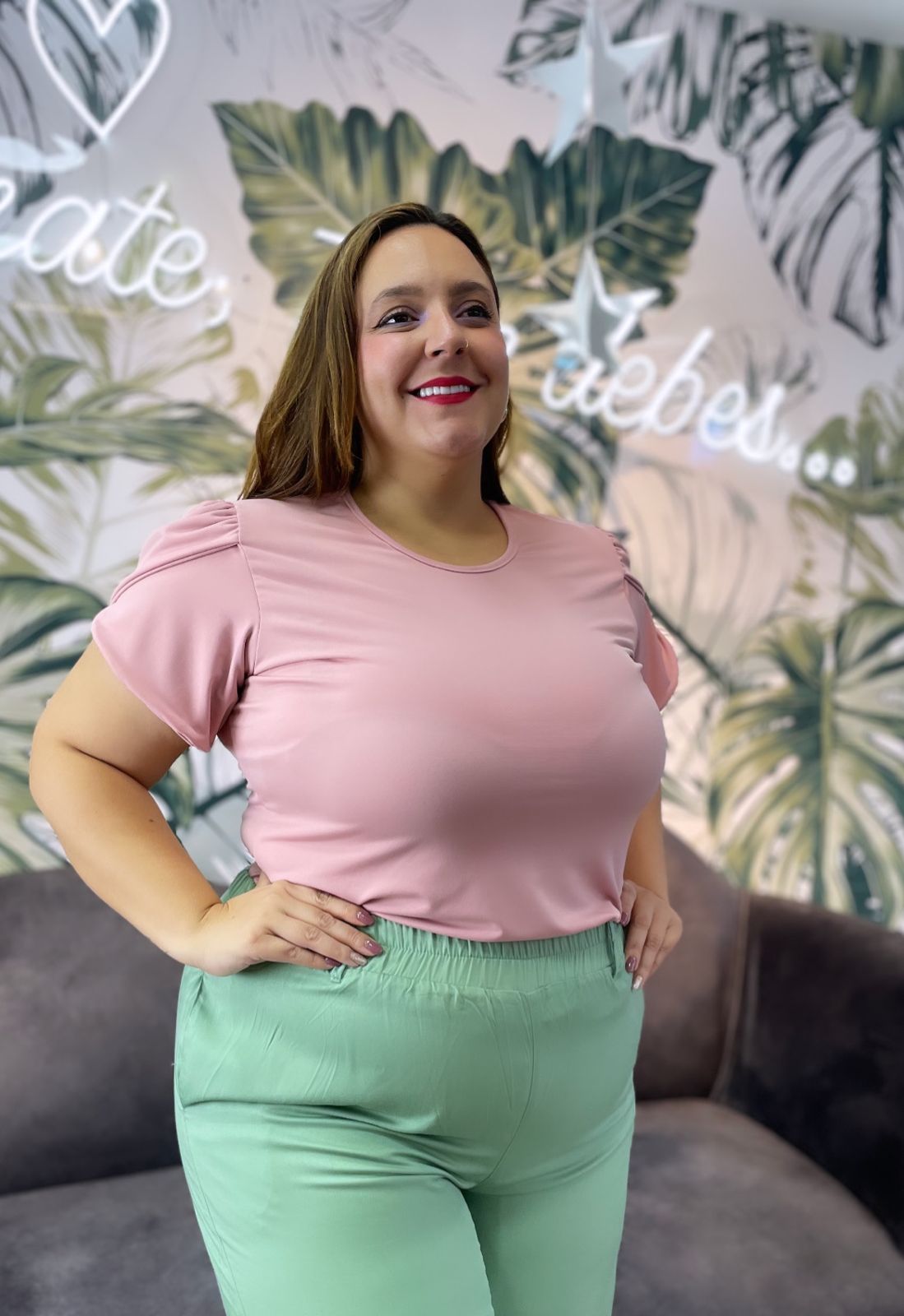 Paw Drazzel Boutique Women's Casualwear, Layered Shoulder, 1/4 Sleeve, Round Neck Tulip Top