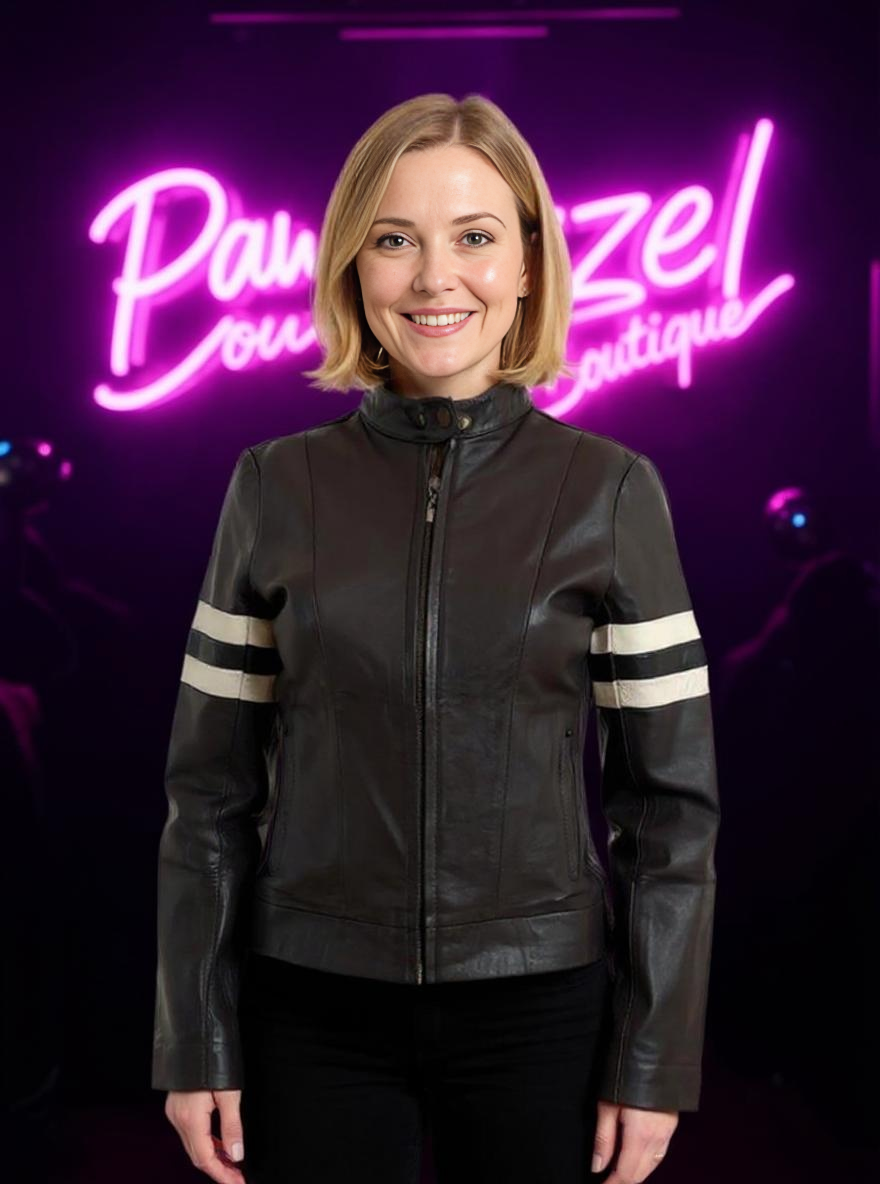 Paw Drazzel Boutique Women's Dark Brown, Zip-Up, Sheepskin, Roadster Jacket