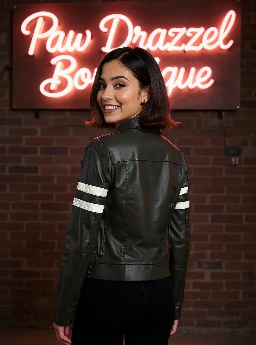 Paw Drazzel Boutique Women's Dark Brown, Zip-Up, Sheepskin, Roadster Jacket