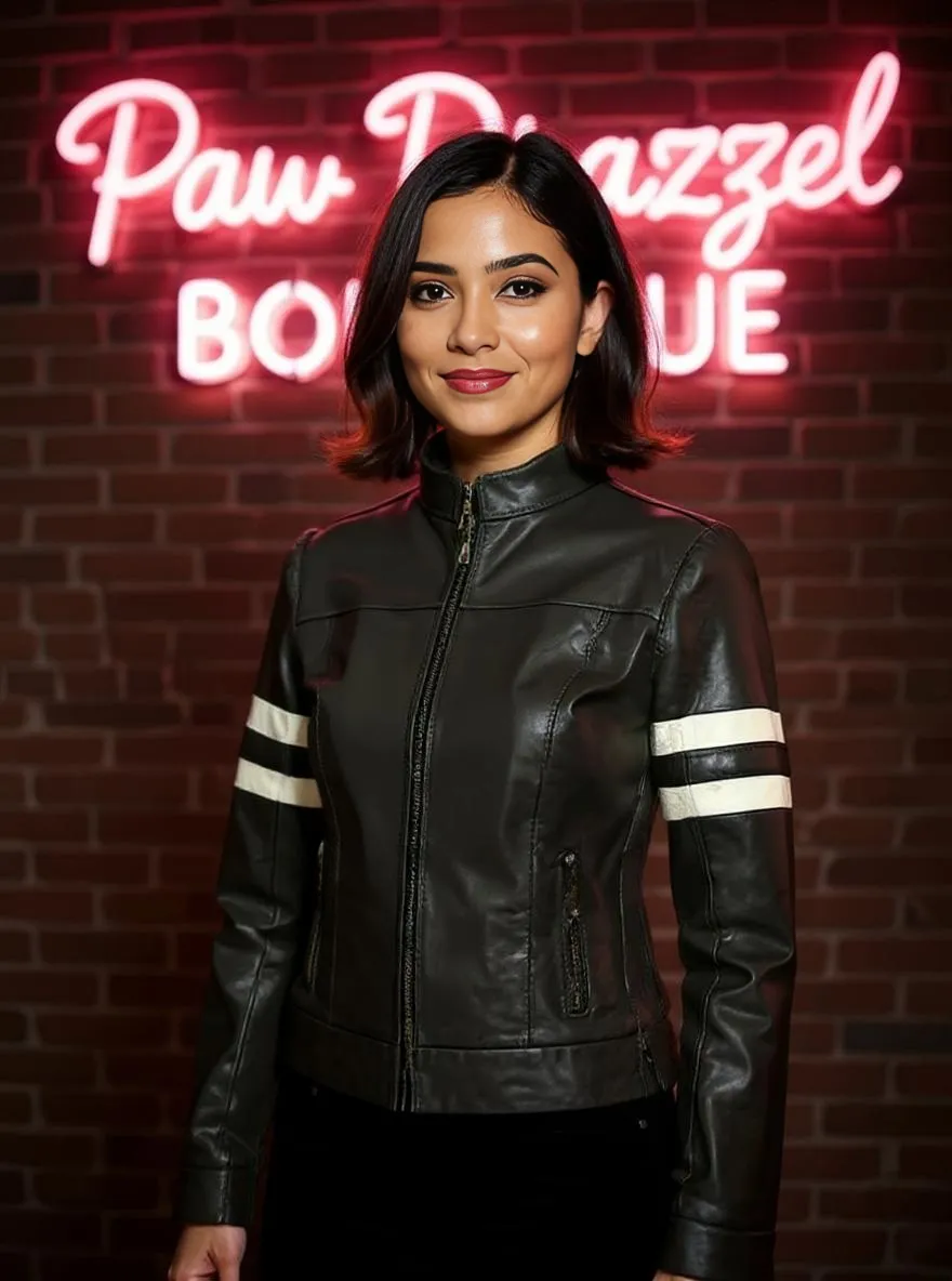 Paw Drazzel Boutique Women's Dark Brown, Zip-Up, Sheepskin, Roadster Jacket