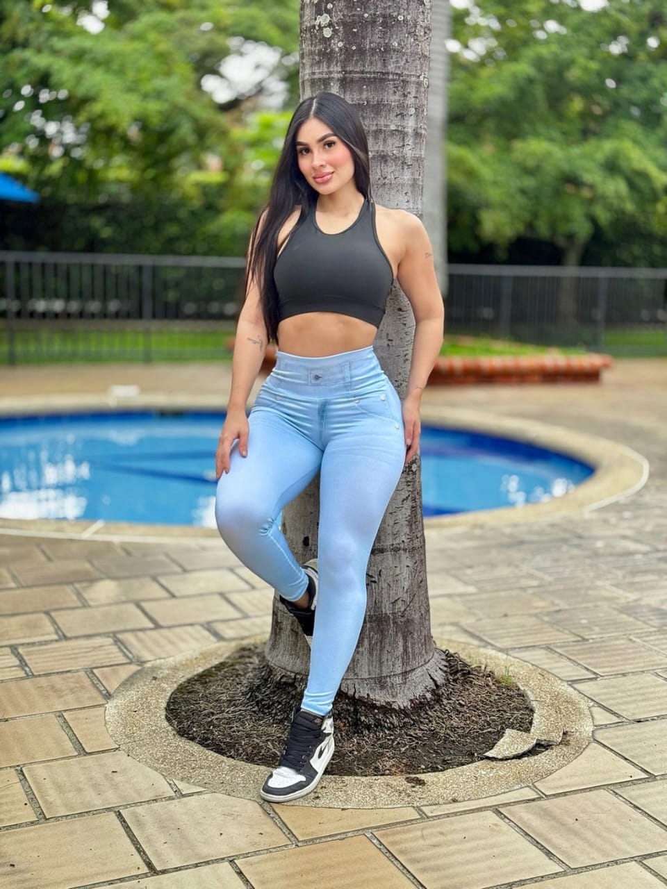 Paw Drazzel Boutique Women's Athletic Wear Long-Leg, High Waist, Scrunch Booty, Straight Leg, Printed Pattern, Faux-Denim, Workout Pants