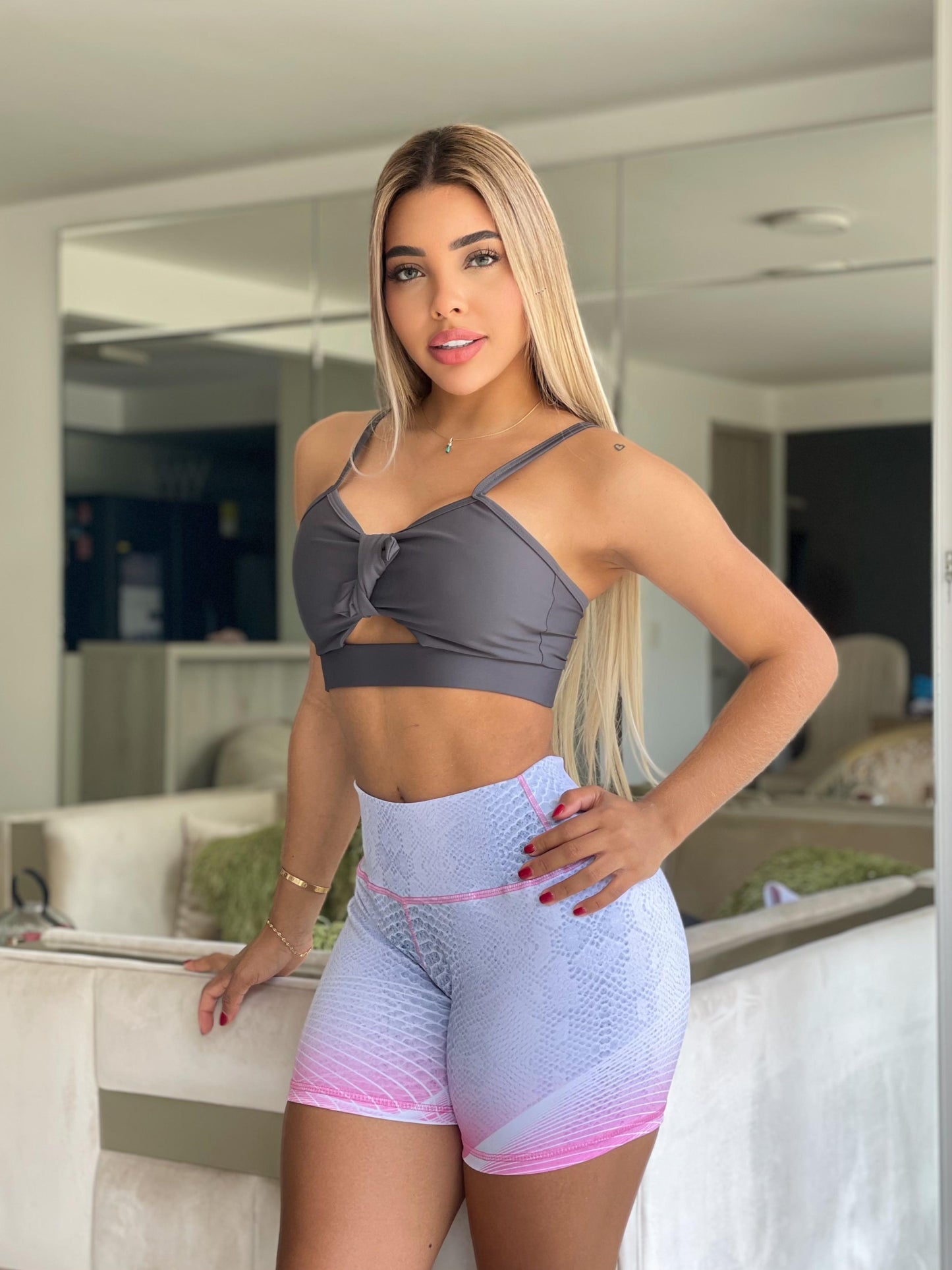 Paw Drazzel Boutique Women's Athletic Wear, One piece, Short-Leg, High Waist, Printed Workout Shorts
