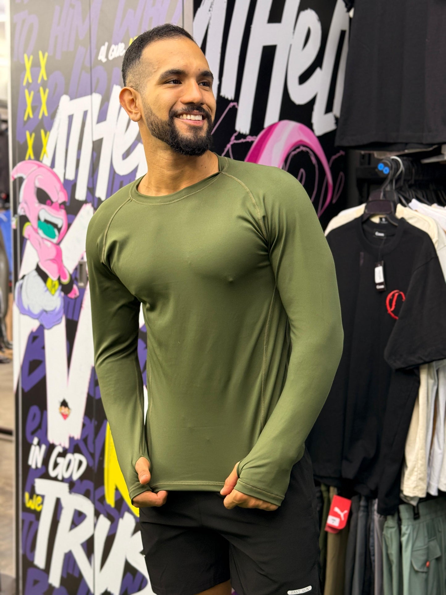 Paw Drazzel Boutique Men's Athletic Wear, Long Sleeve, Round Neck, Heater Shirt