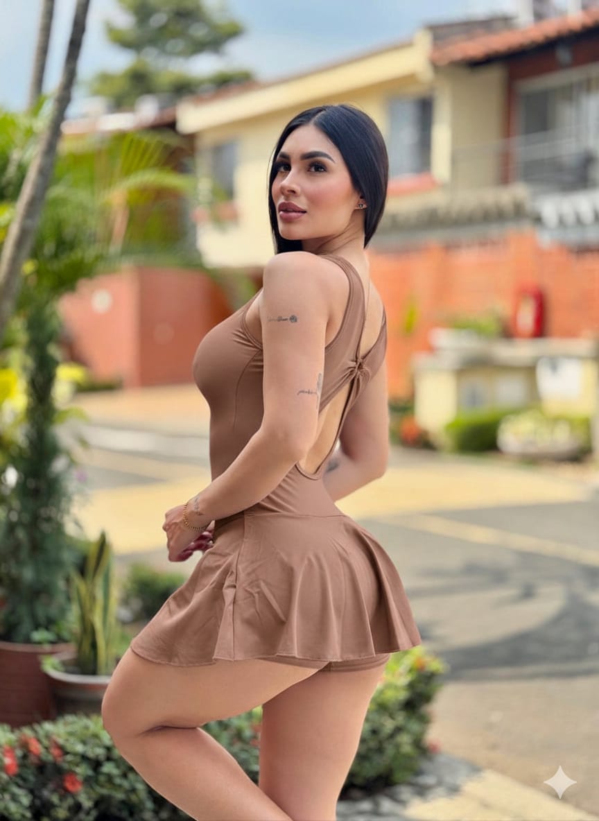 Paw Drazzel Boutique Women's Athletic Wear, Flared Short Skirt, Short Pants, Open Back, Sleeveless, Workout Mariposa Dress