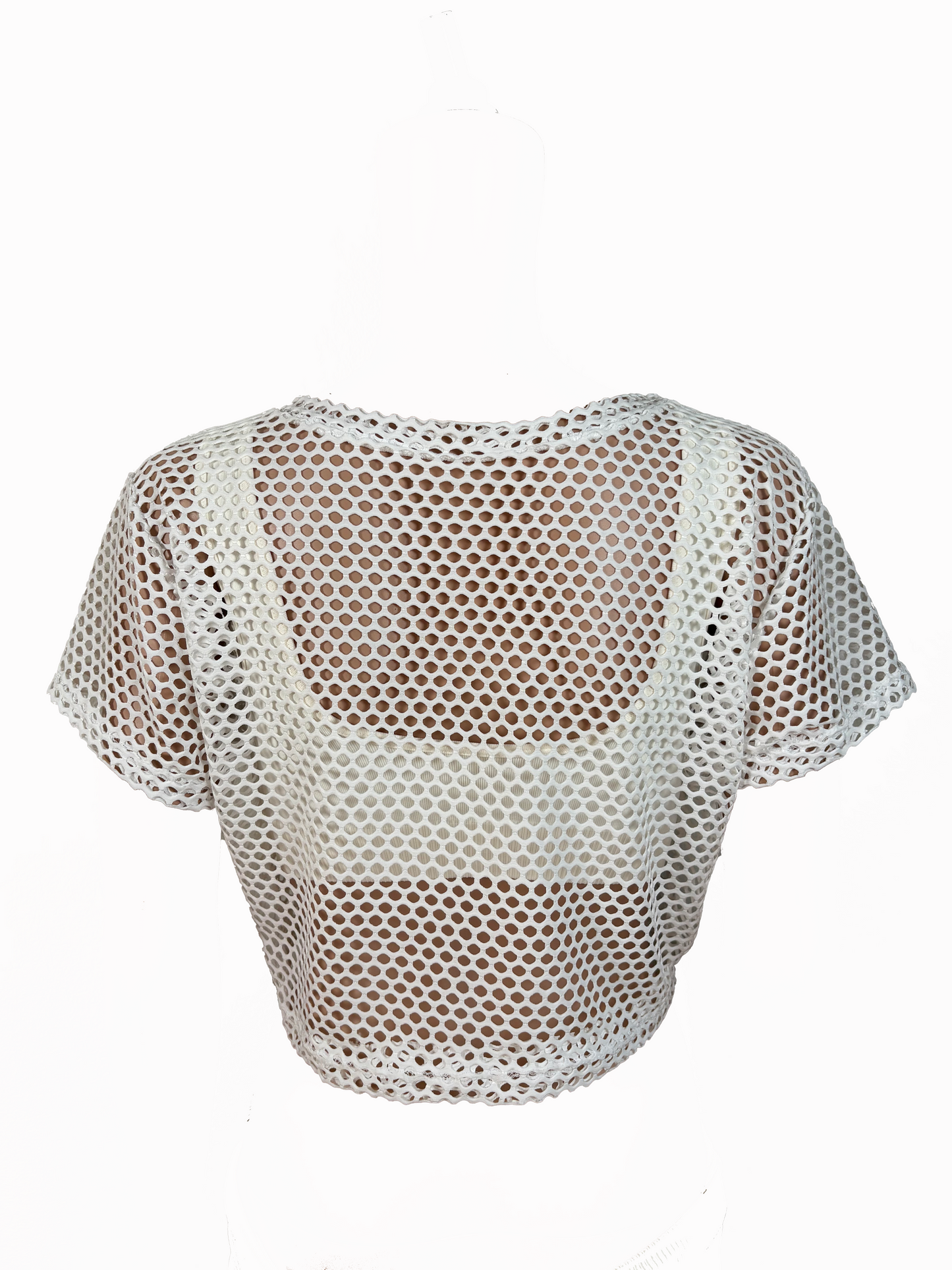 Paw Drazzel Boutique Women's Athletic Wear, Short Sleeve, Wide Neck, Open Sheer Crop Top