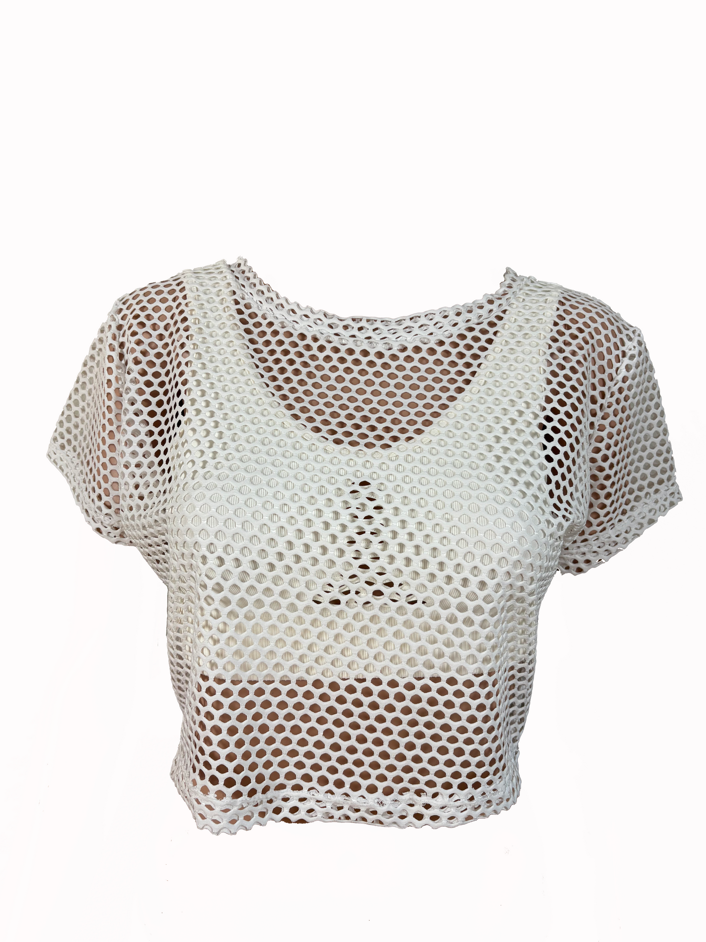 Paw Drazzel Boutique Women's Athletic Wear, Short Sleeve, Wide Neck, Open Sheer Crop Top