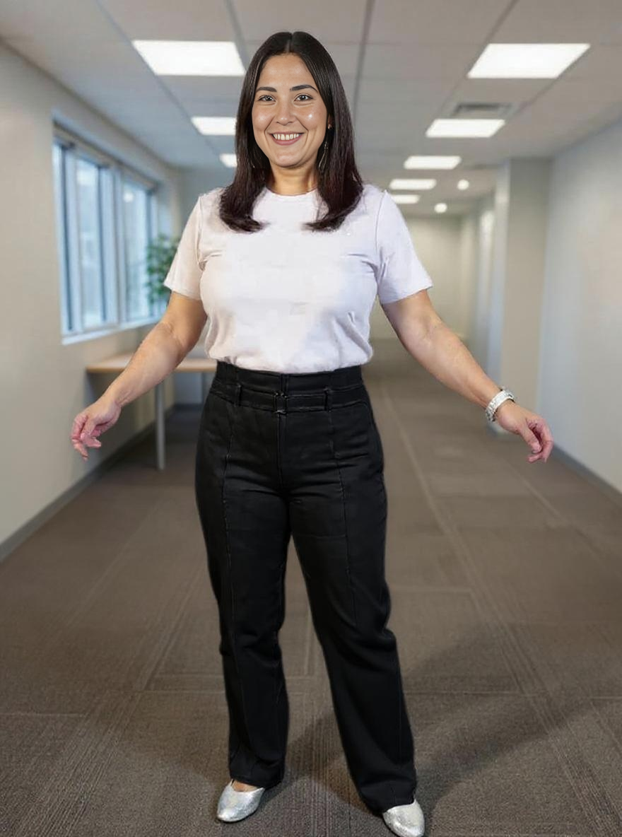 Paw Drazzel Boutique Women's High-Waisted, Belted, Straight-Leg, Tailored Pants