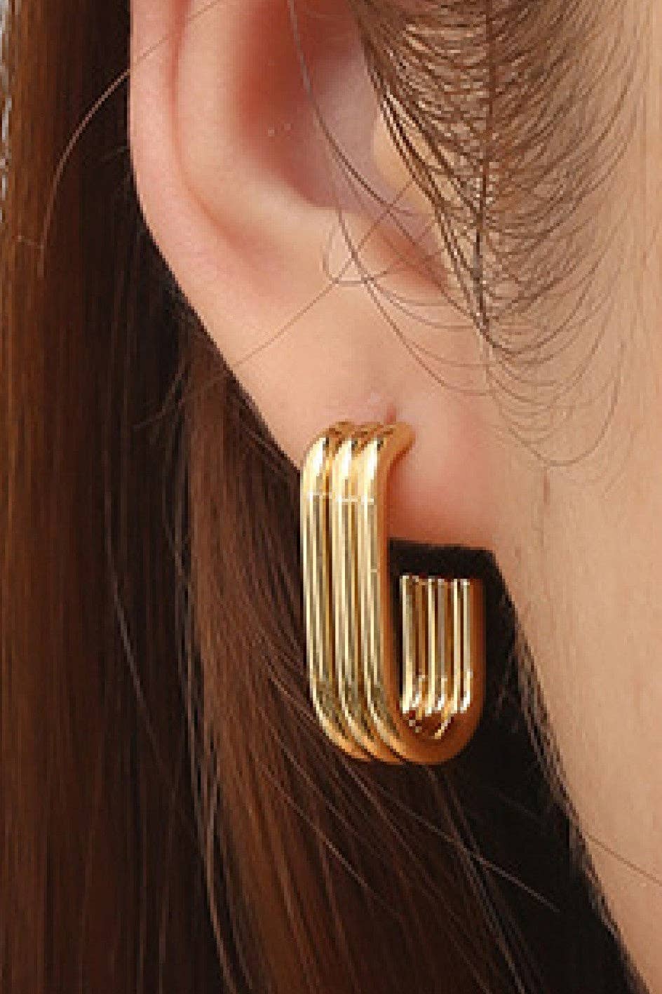 Paw Drazzel Boutique Women's Jewelry, 18K Gold Plated, Hypoallergenic, Waterproof Stainless Steel Hoop Jay Earrings