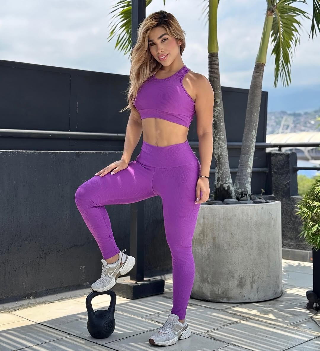 Paw Drazzel Boutique Women's Athletic Wear, Two-Piece, Long-Leg, Sports Bra, High Waist, Scrunch Booty, Zebra Ridge Texture, Workout Set