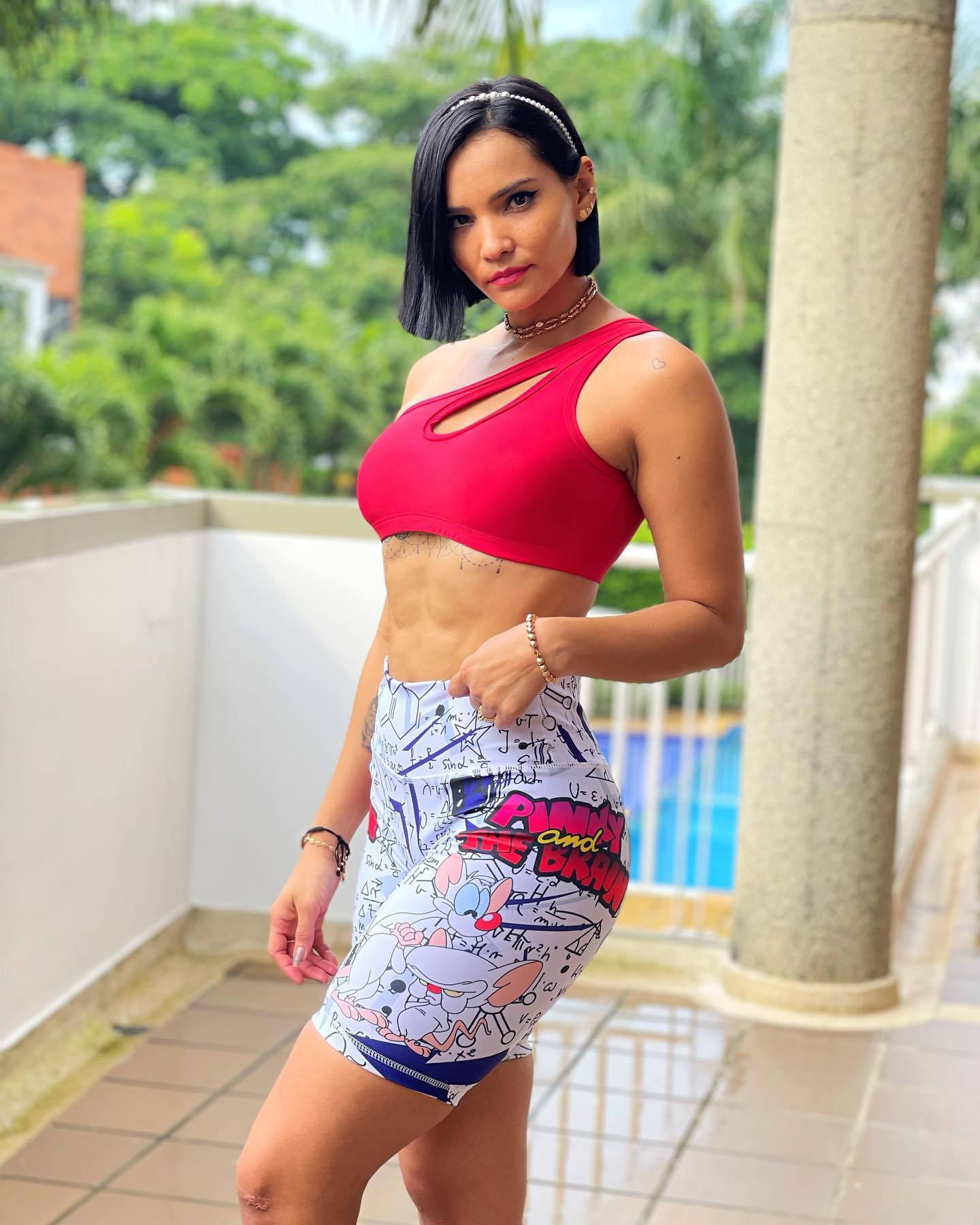 Paw Drazzel Boutique Women's Athletic Wear, One piece, Short-Leg, High Waist, Printed Workout Shorts