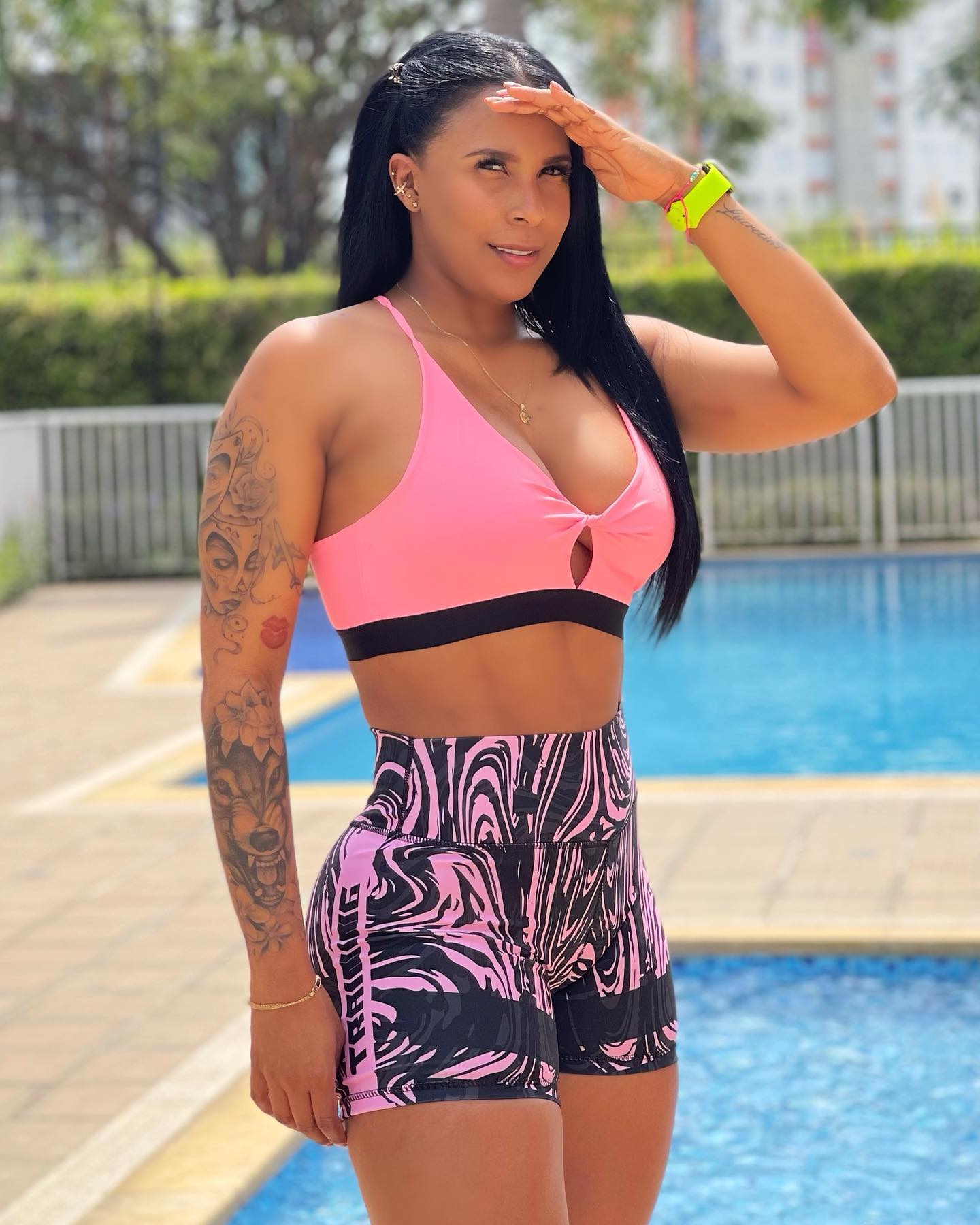 Paw Drazzel Boutique Women's Athletic Wear, One piece, Short-Leg, High Waist, Printed Workout Shorts