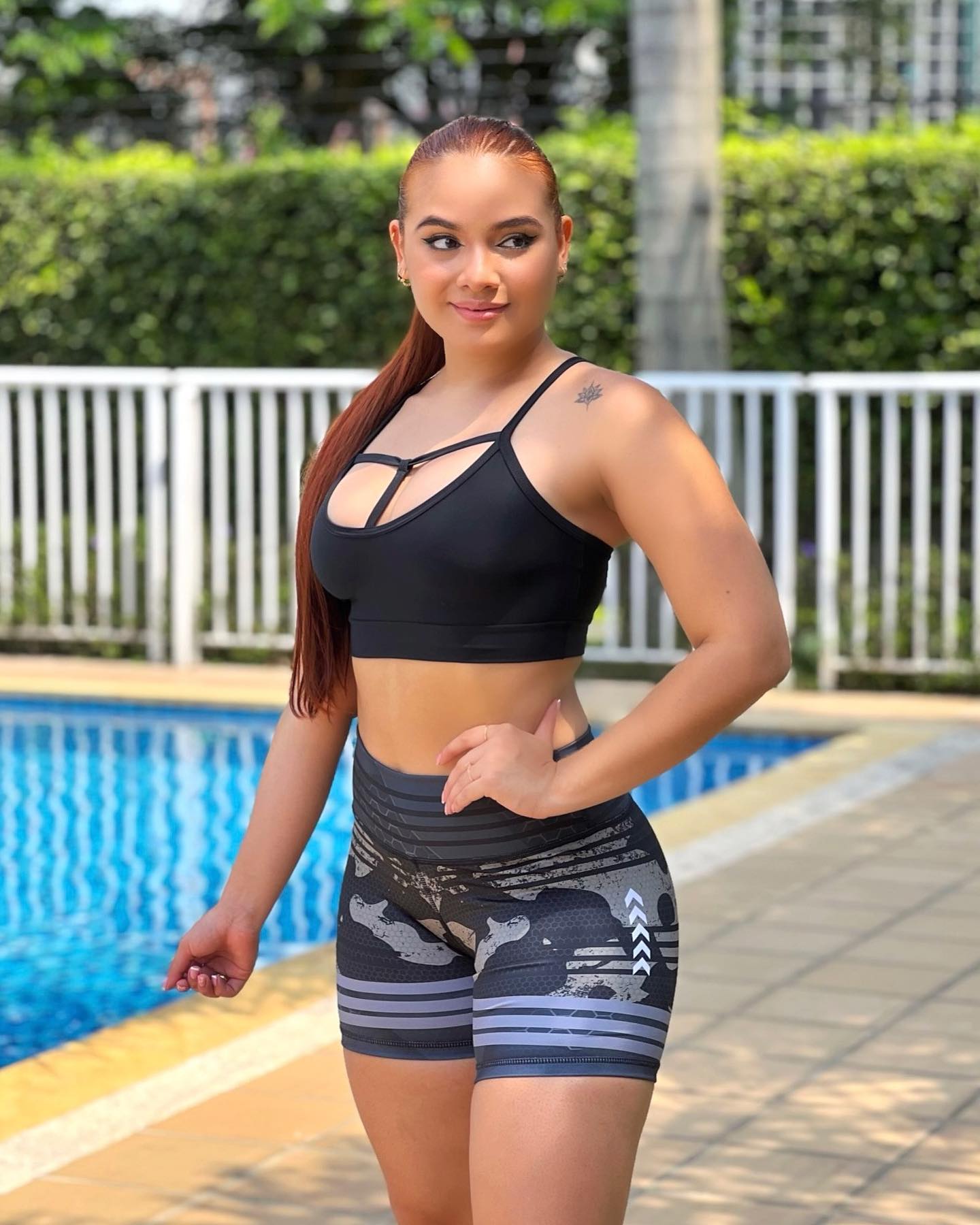 Paw Drazzel Boutique Women's Athletic Wear, One piece, Short-Leg, High Waist, Printed Workout Shorts