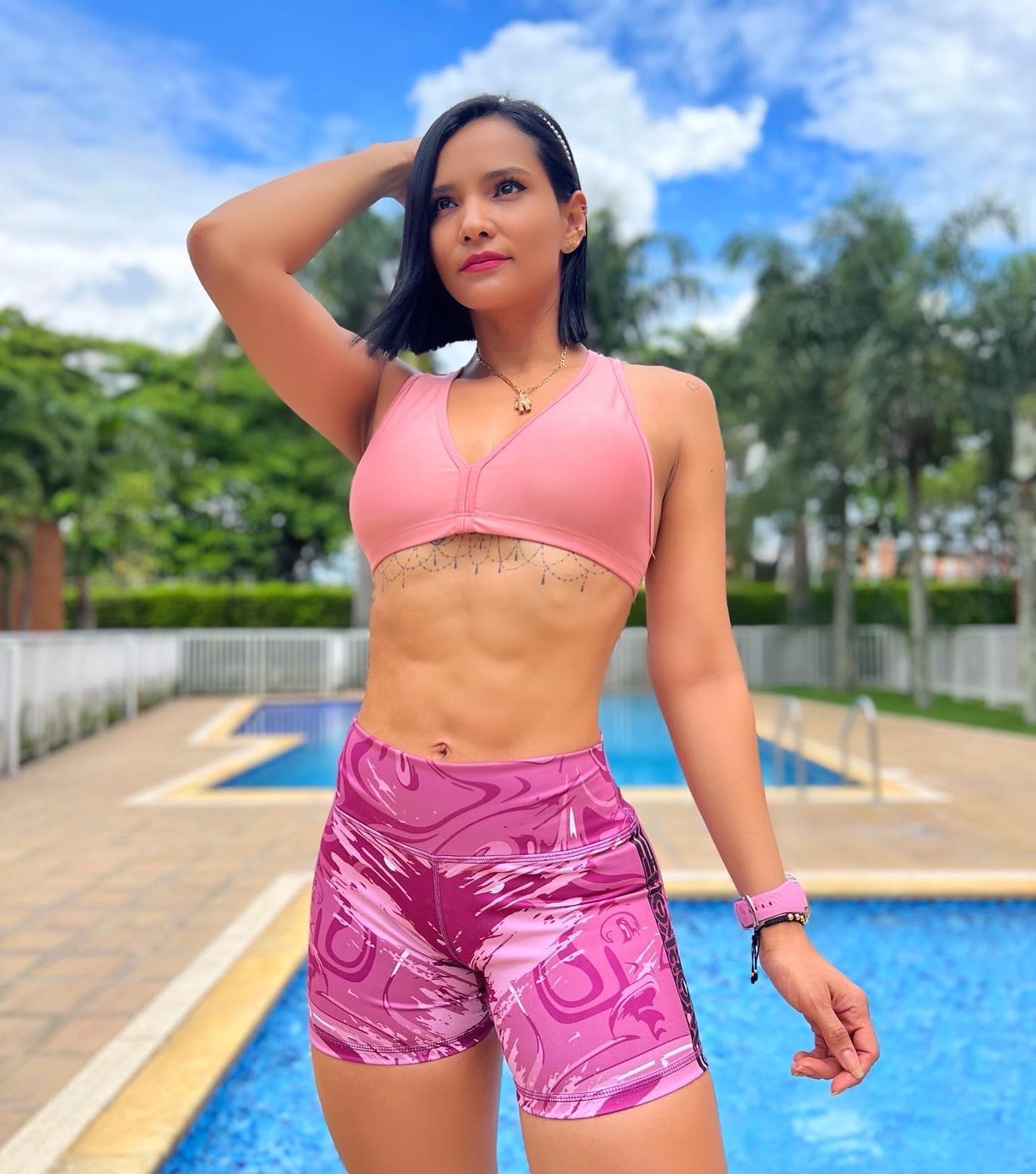 Paw Drazzel Boutique Women's Athletic Wear, One piece, Short-Leg, High Waist, Printed Workout Shorts
