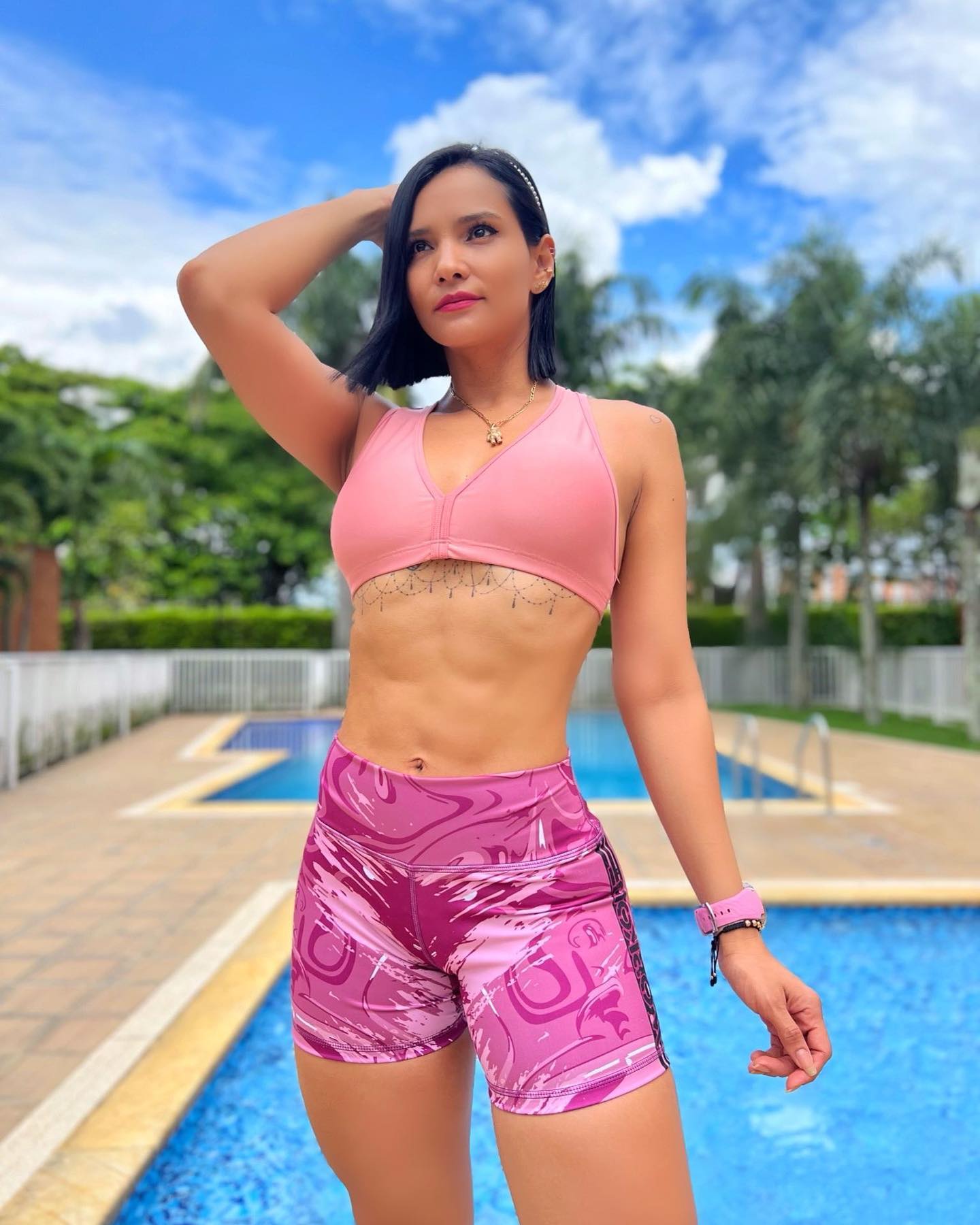Paw Drazzel Boutique Women's Athletic Wear, One piece, Short-Leg, High Waist, Printed Workout Shorts