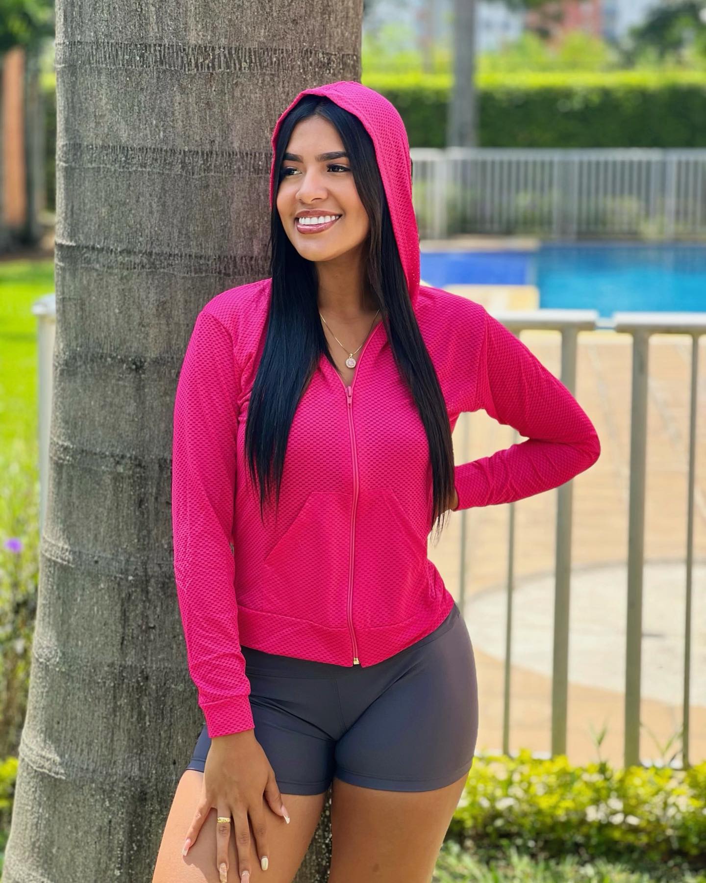 Paw Drazzel Boutique Women's Athletic Wear, Long Sleeve, Waist High, Full Length Zipper, Sheer Hooded Workout Jacket