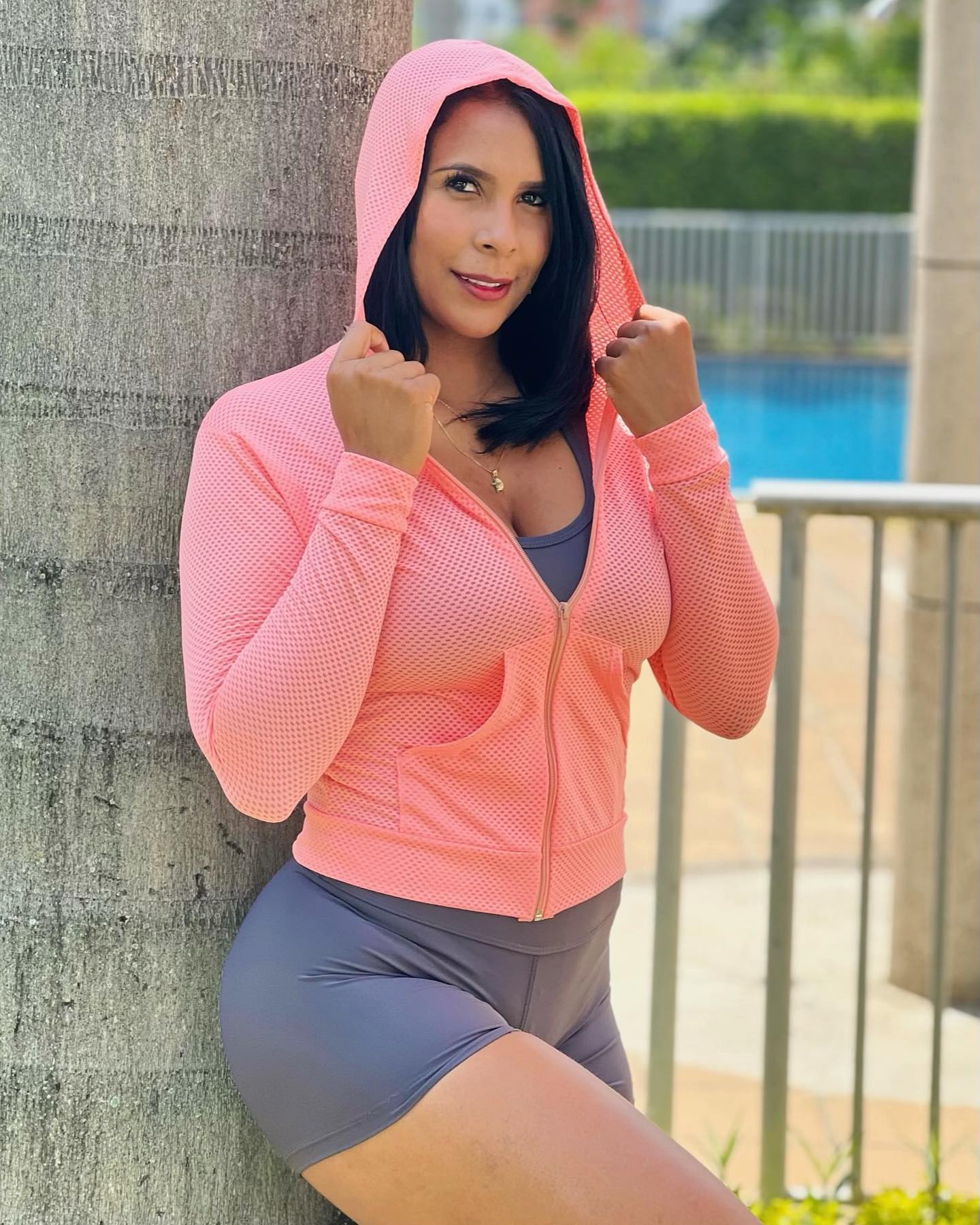 Paw Drazzel Boutique Women's Athletic Wear, Long Sleeve, Waist High, Full Length Zipper, Sheer Hooded Workout Jacket