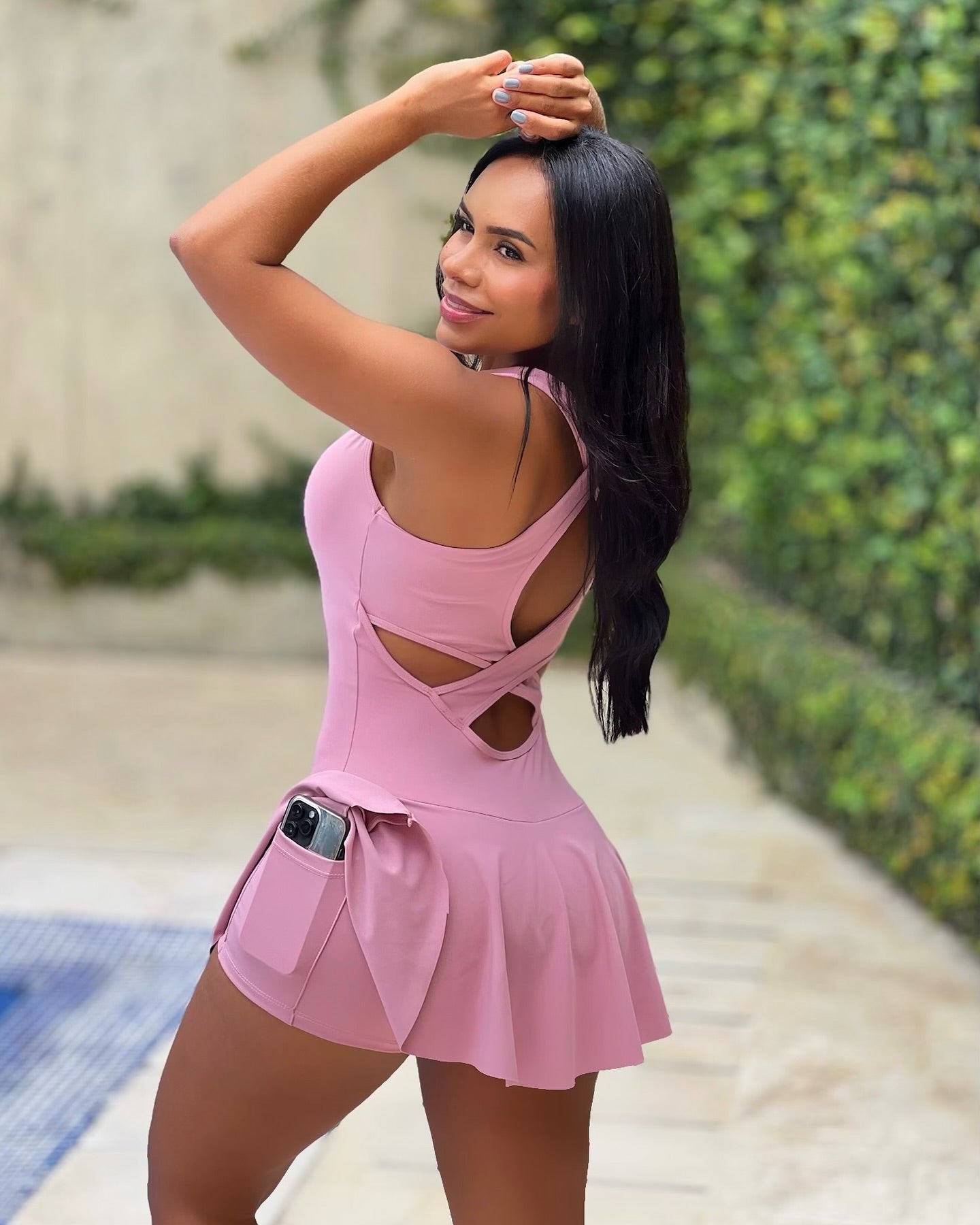 Paw Drazzel Boutique Women's Athletic Wear, Flared Short Skirt, Short Pants, Open Back, Sleeveless, Workout Double Lola Dress