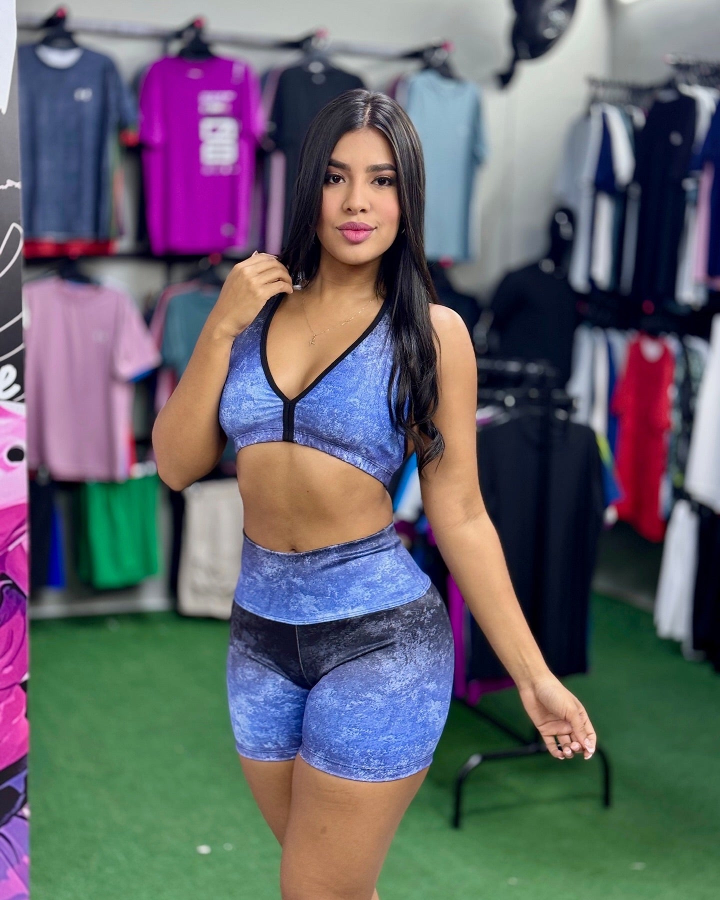 Paw Drazzel Boutique Women's Athletic Wear, Two-piece, Short-Leg, High Waist, Contour Hugging, Printed Workout Set