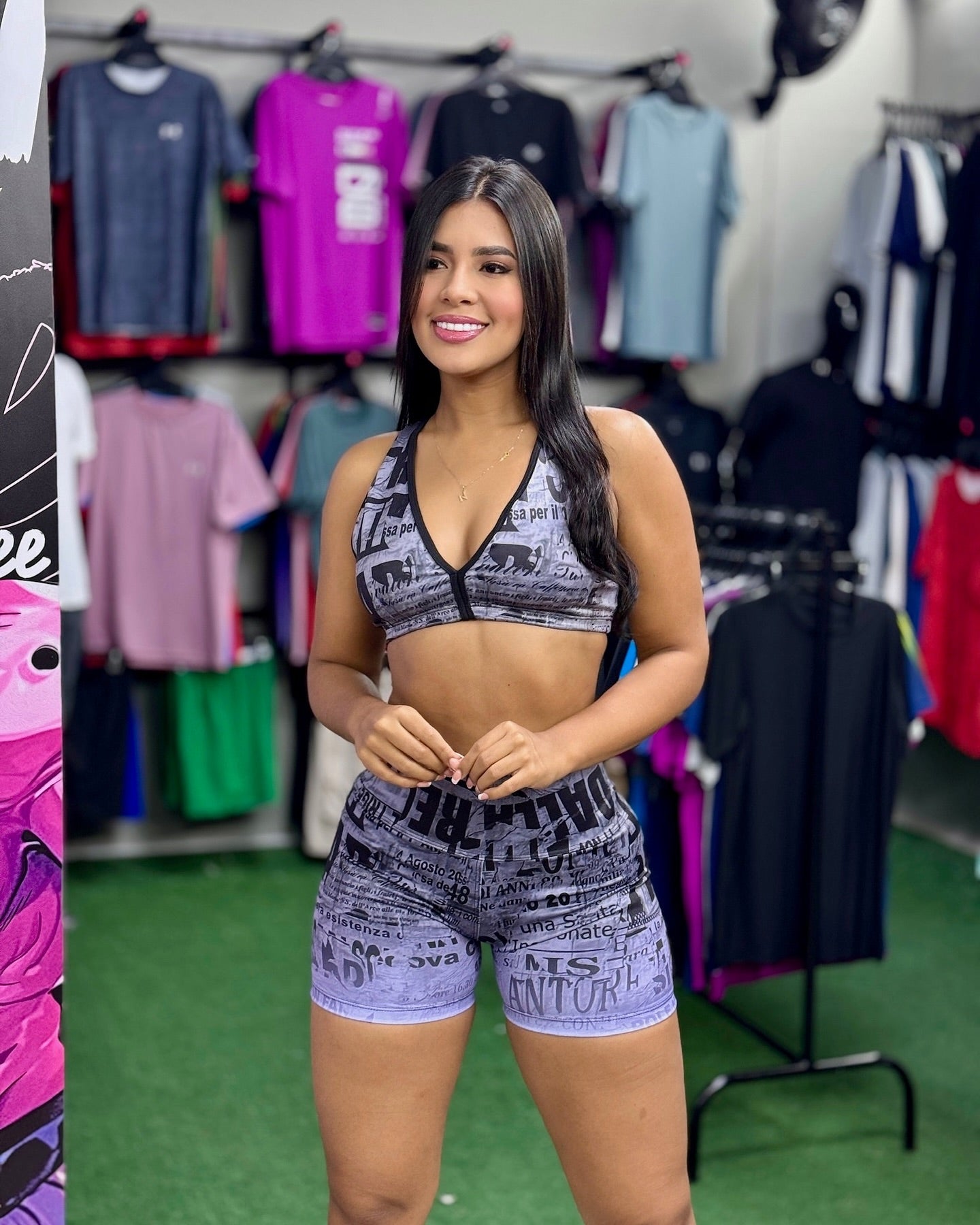 Paw Drazzel Boutique Women's Athletic Wear, Two-piece, Short-Leg, High Waist, Contour Hugging, Printed Workout Set