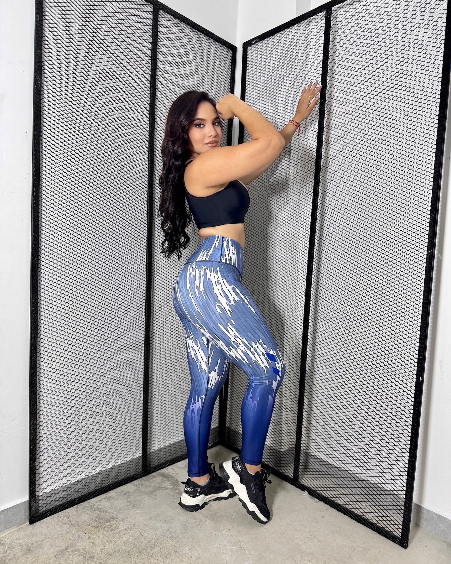 Paw Drazzel Boutique Women's Athletic Wear Long-Leg, High Waist, Scrunch Booty, Straight Leg, Printed Pattern, Faux-Denim, Workout Pants