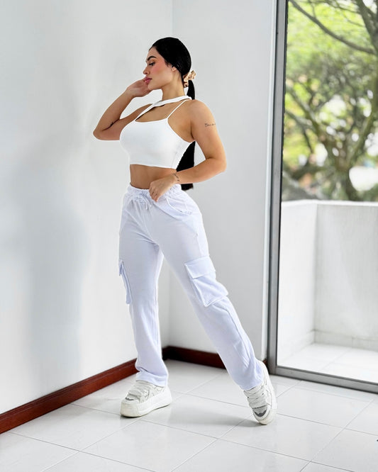 Paw Drazzel Boutique Women's High-Waisted, Straight-leg, Smooth Front Panel, Cargo Pants