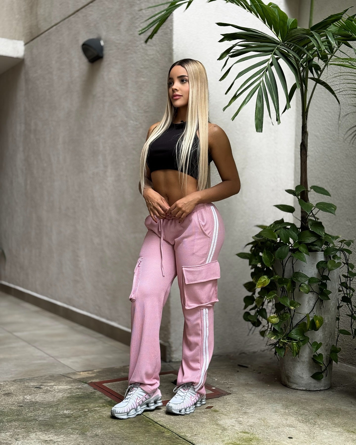 Paw Drazzel Boutique Women's Athletic Wear, Waffle Fabric, Elastic Waistband, Straight Leg Yoga Pants