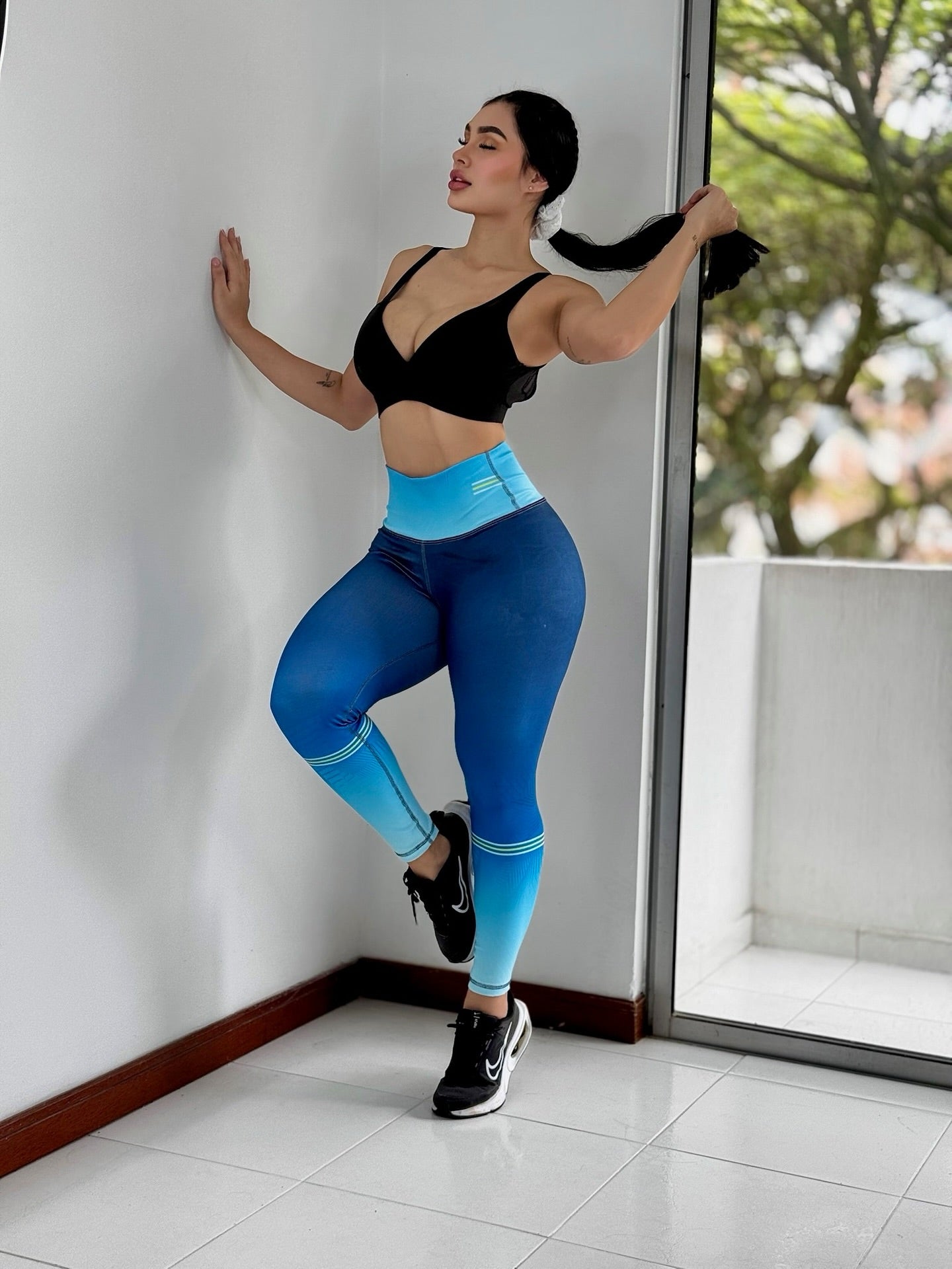 Paw Drazzel Boutique Women's Athletic Wear Long-Leg, High Waist, Scrunch Booty, Straight Leg, Printed Pattern, Faux-Denim, Workout Pants