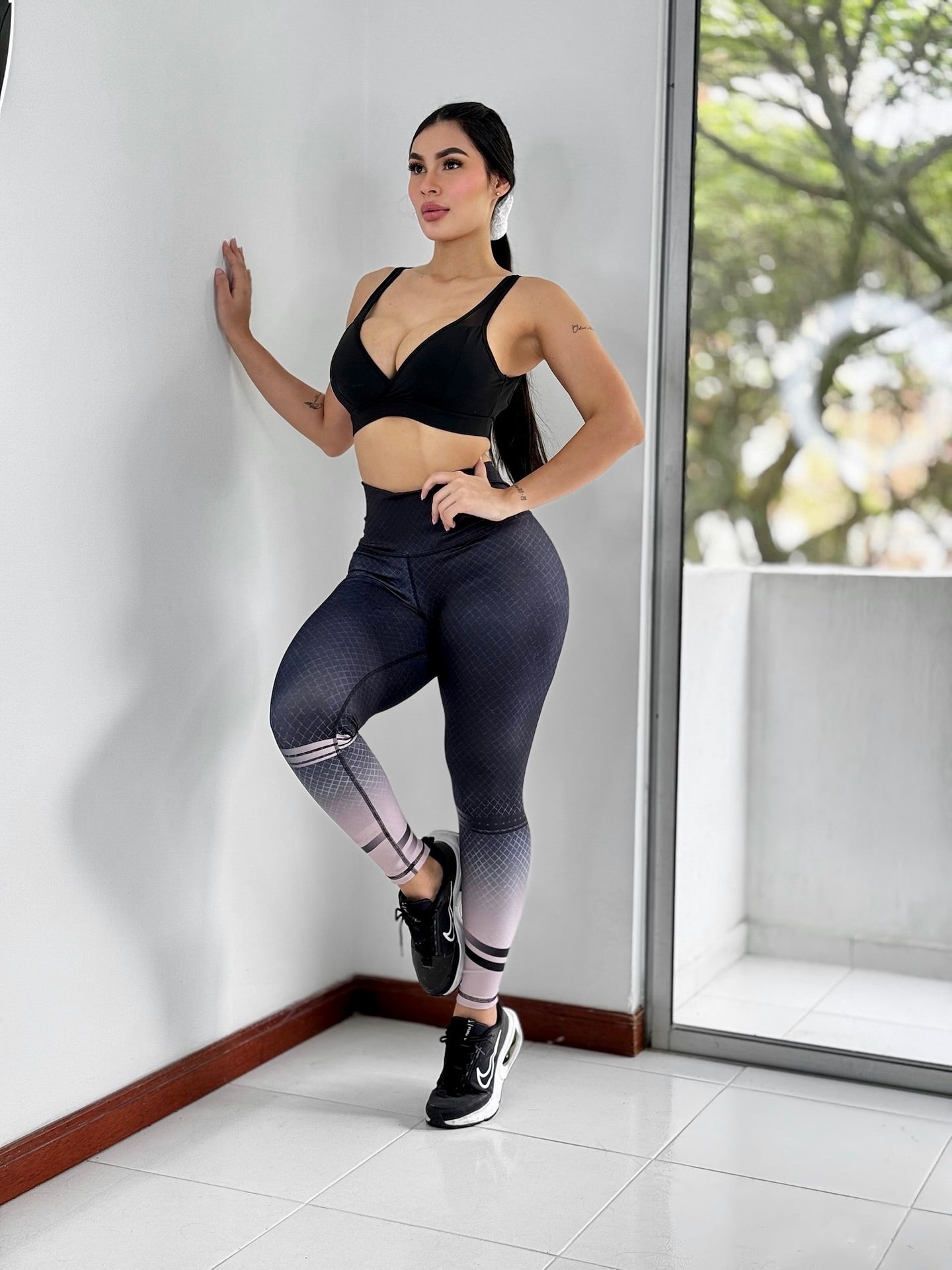 Paw Drazzel Boutique Women's Athletic Wear Long-Leg, High Waist, Scrunch Booty, Straight Leg, Printed Pattern, Faux-Denim, Workout Pants