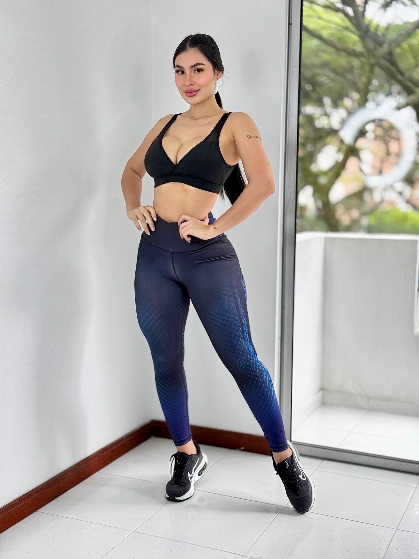 Paw Drazzel Boutique Women's Athletic Wear Long-Leg, High Waist, Scrunch Booty, Straight Leg, Printed Pattern, Faux-Denim, Workout Pants