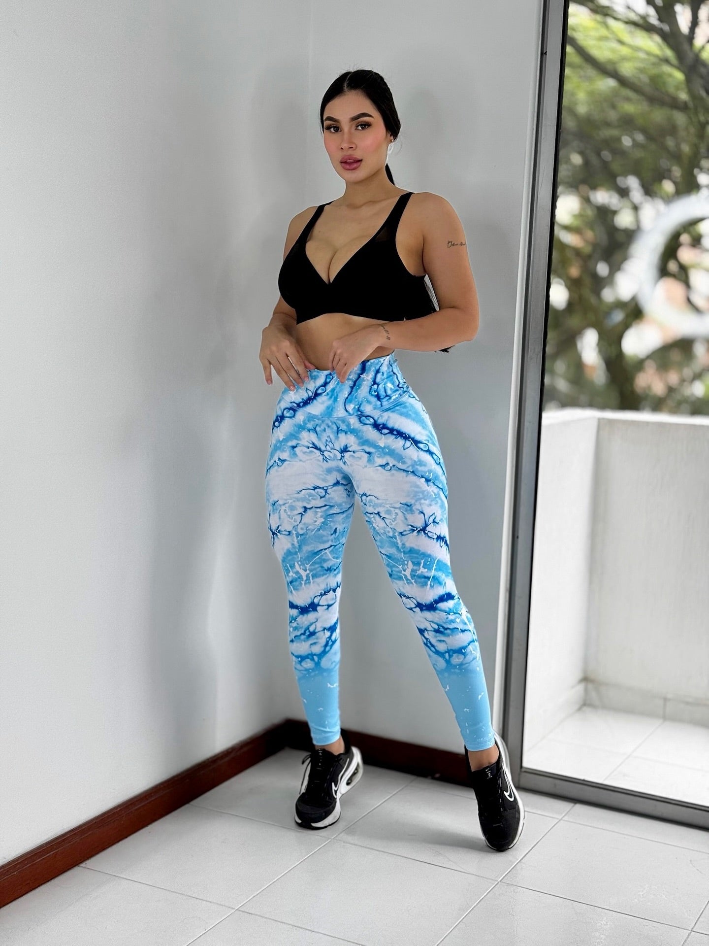 Paw Drazzel Boutique Women's Athletic Wear Long-Leg, High Waist, Scrunch Booty, Straight Leg, Printed Pattern, Faux-Denim, Workout Pants
