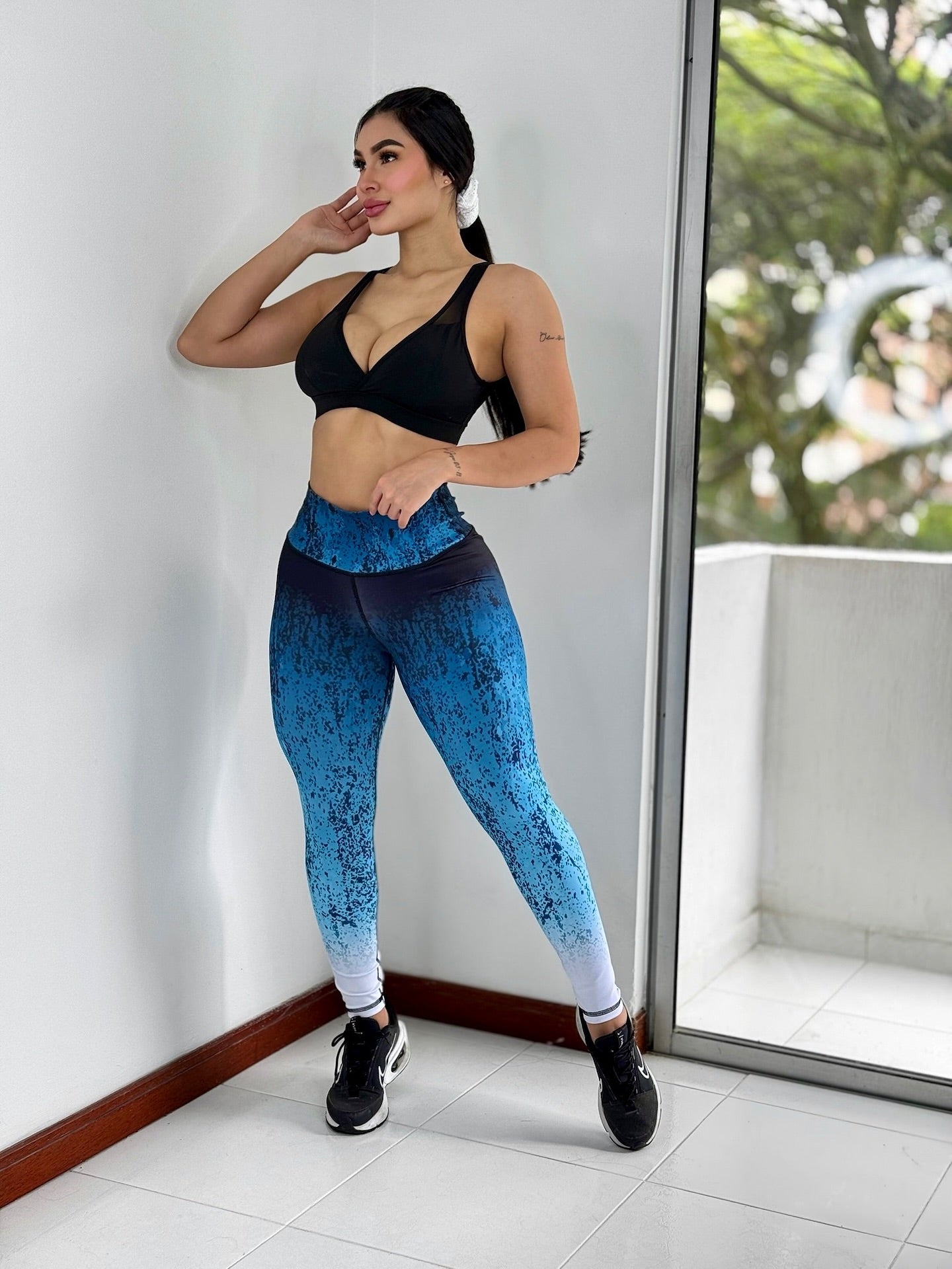 Paw Drazzel Boutique Women's Athletic Wear Long-Leg, High Waist, Scrunch Booty, Straight Leg, Printed Pattern, Faux-Denim, Workout Pants