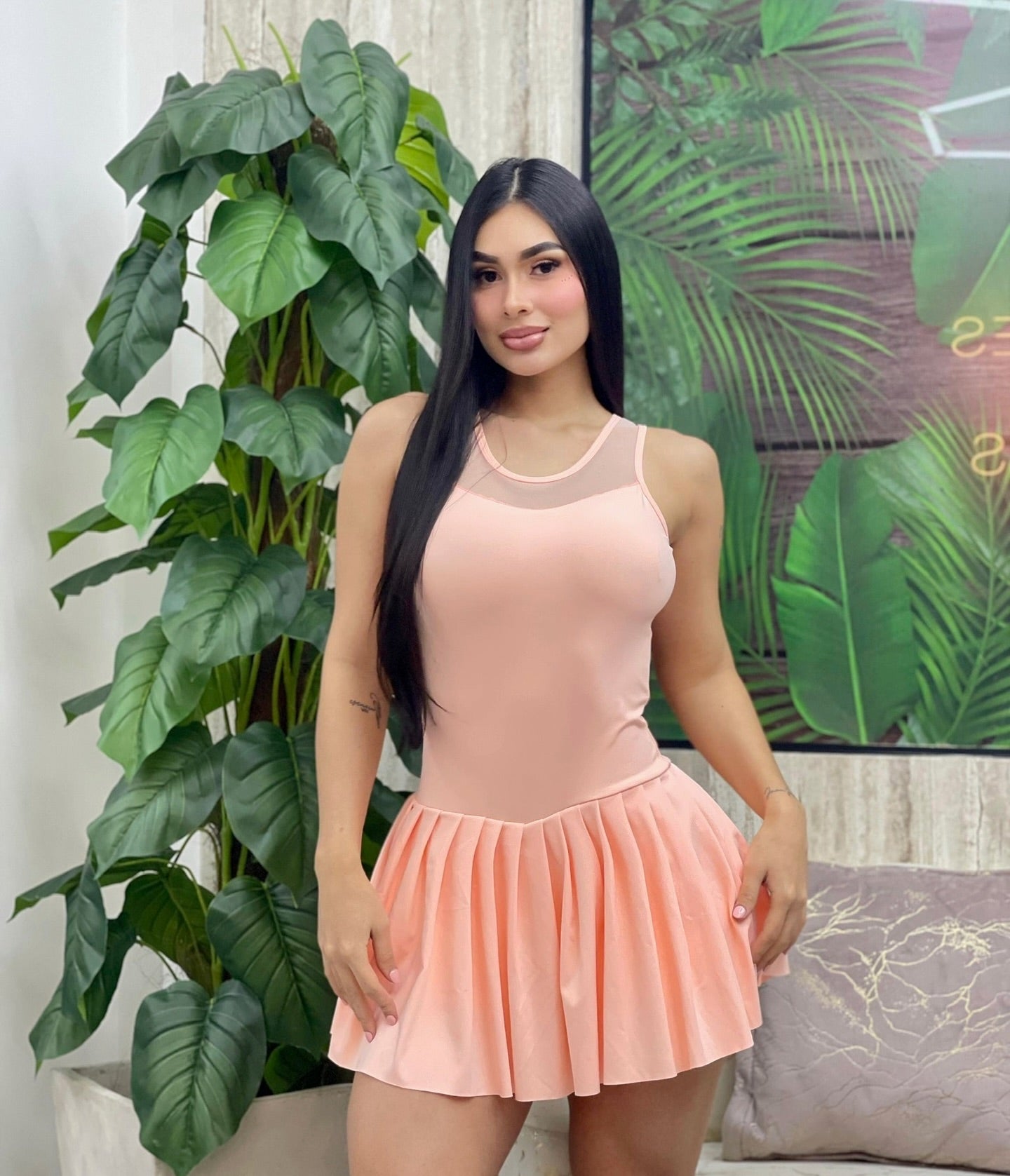 Paw Drazzel Boutique Women's Athletic Wear, Flared Short Skirt, Short Pants, Open Back, Sleeveless, Workout Princess Dress