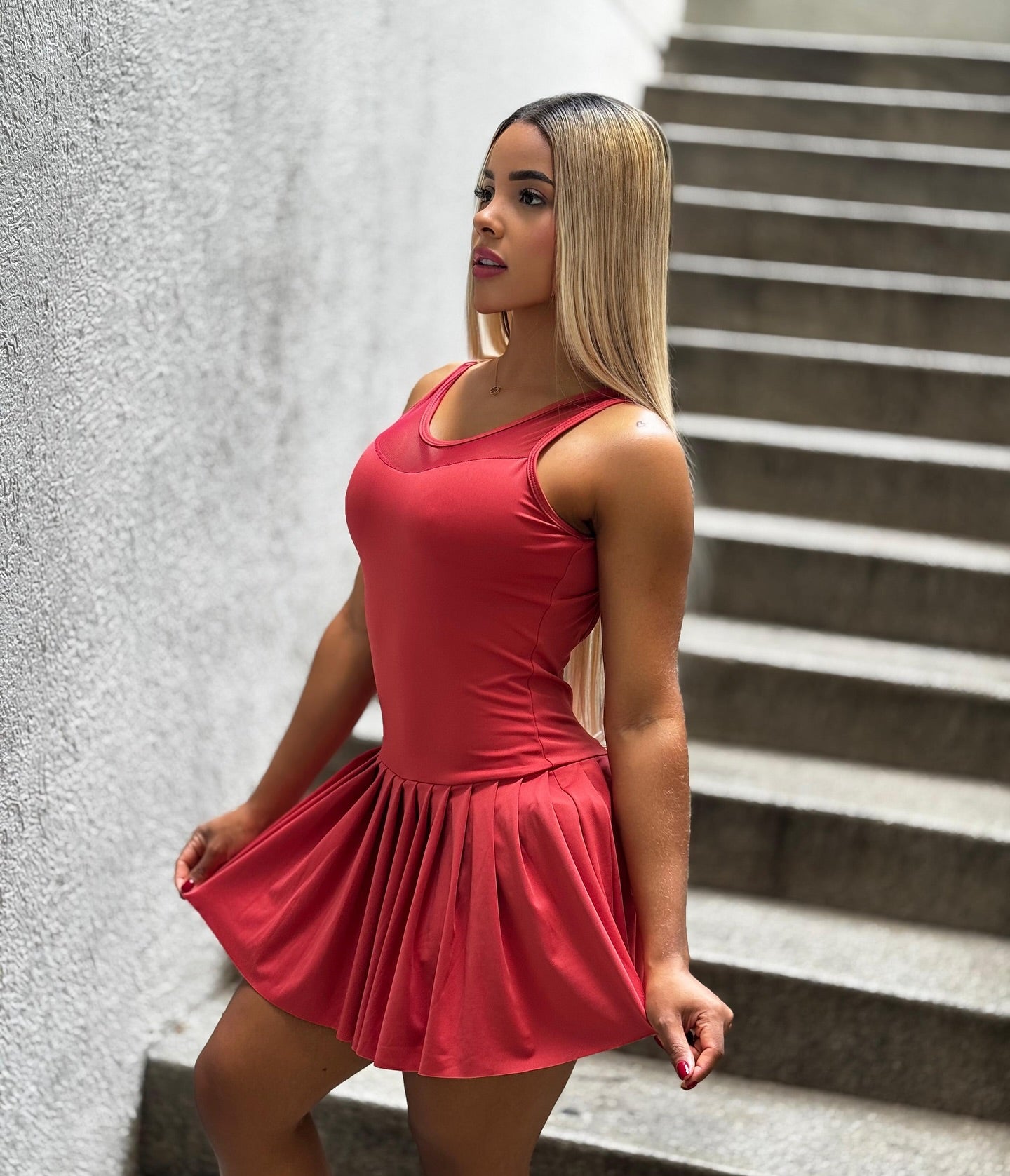 Paw Drazzel Boutique Women's Athletic Wear, Flared Short Skirt, Short Pants, Open Back, Sleeveless, Workout Princess Dress