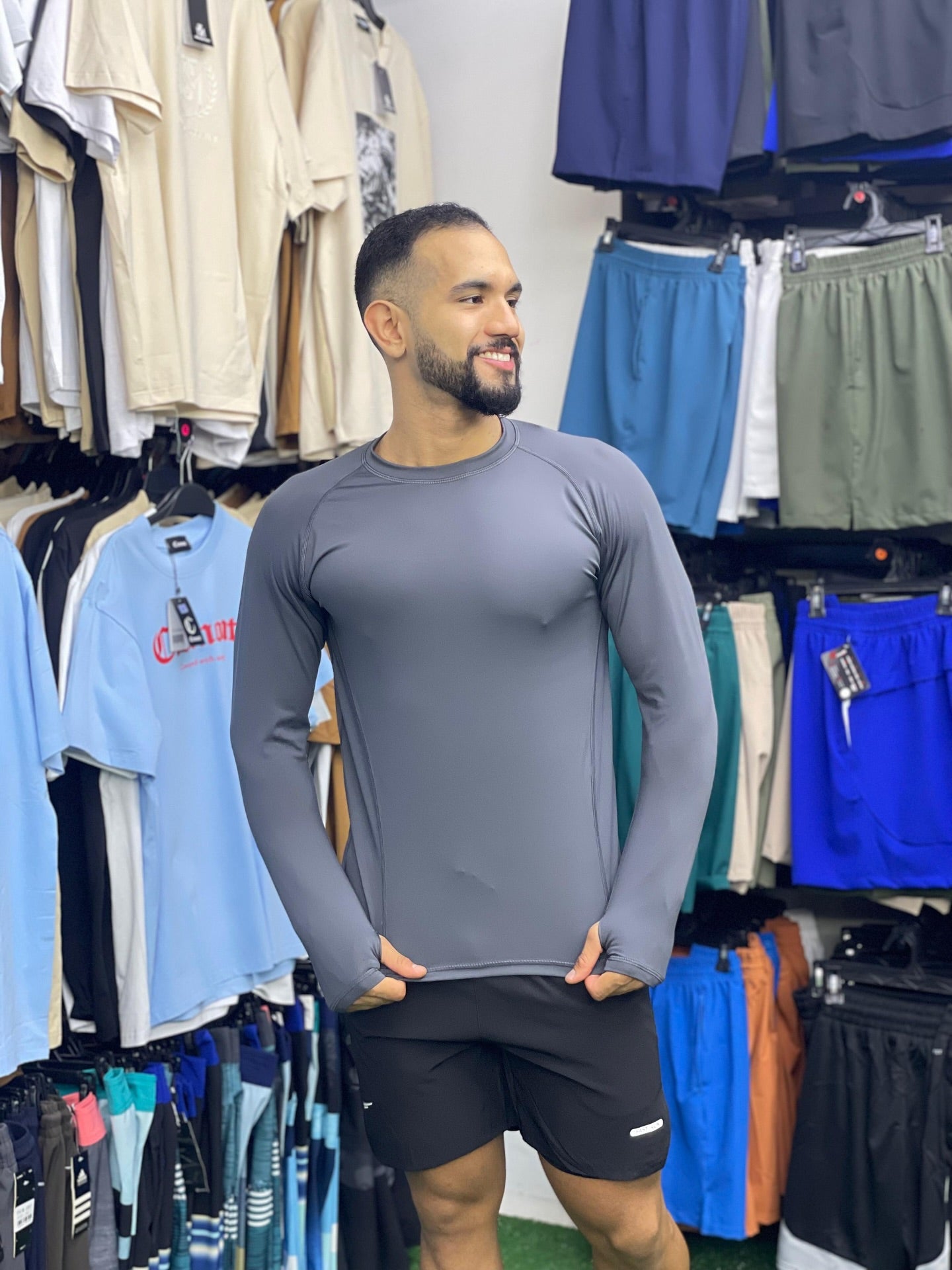 Paw Drazzel Boutique Men's Athletic Wear, Long Sleeve, Round Neck, Heater Shirt