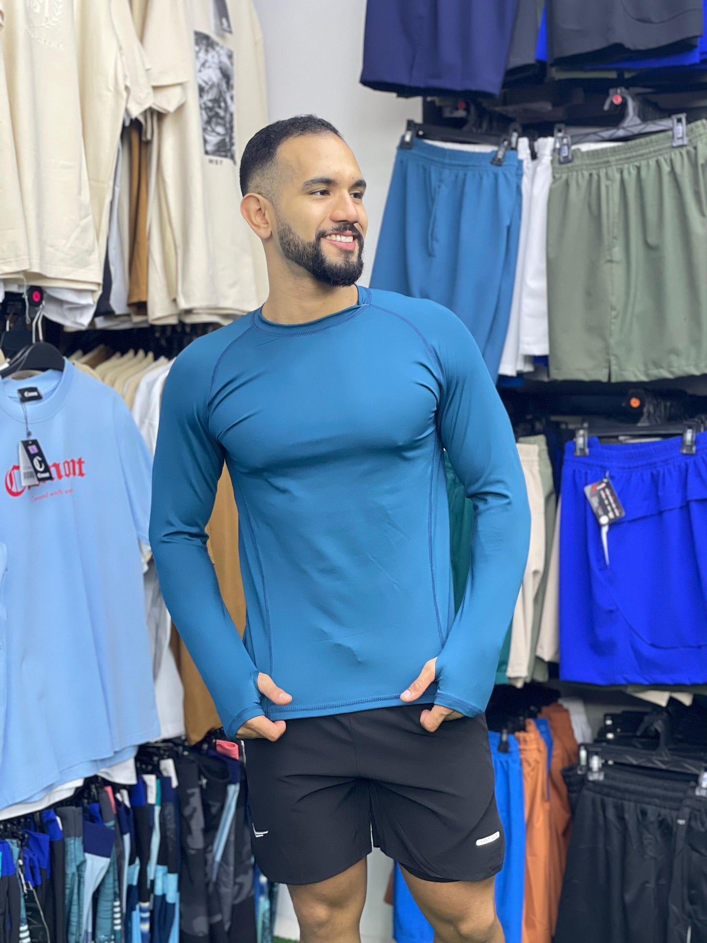 Paw Drazzel Boutique Men's Athletic Wear, Long Sleeve, Round Neck, Heater Shirt